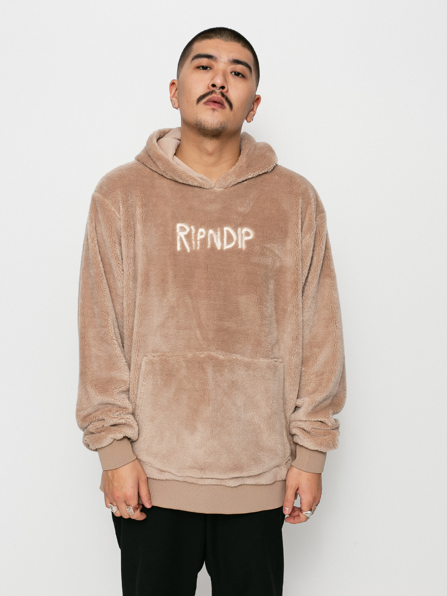 Mikina s kapucí RipNDip Bradbury Sherpa HD (tan)