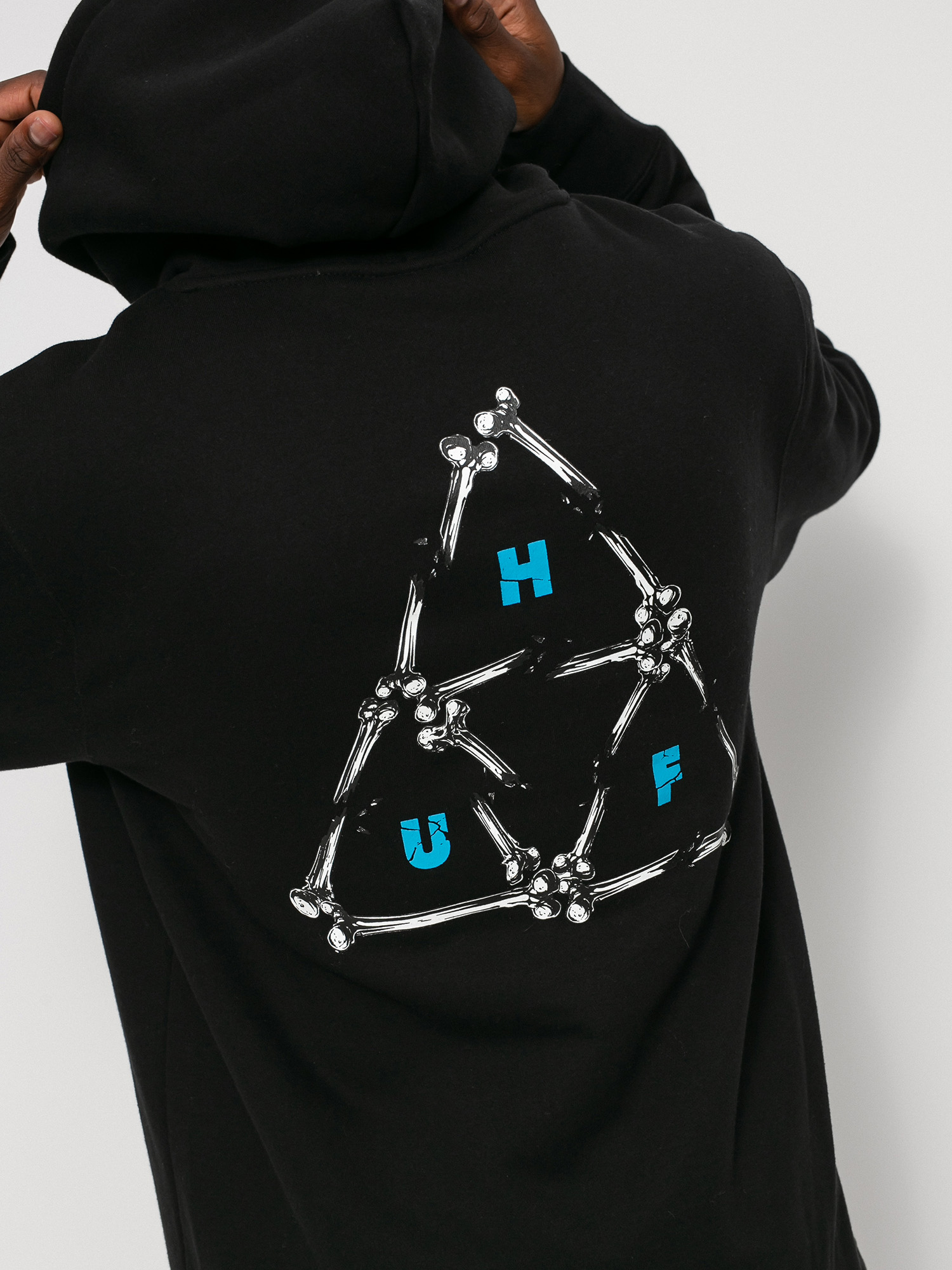 Mikina s kapucí HUF Broken Bones TT HD (black)