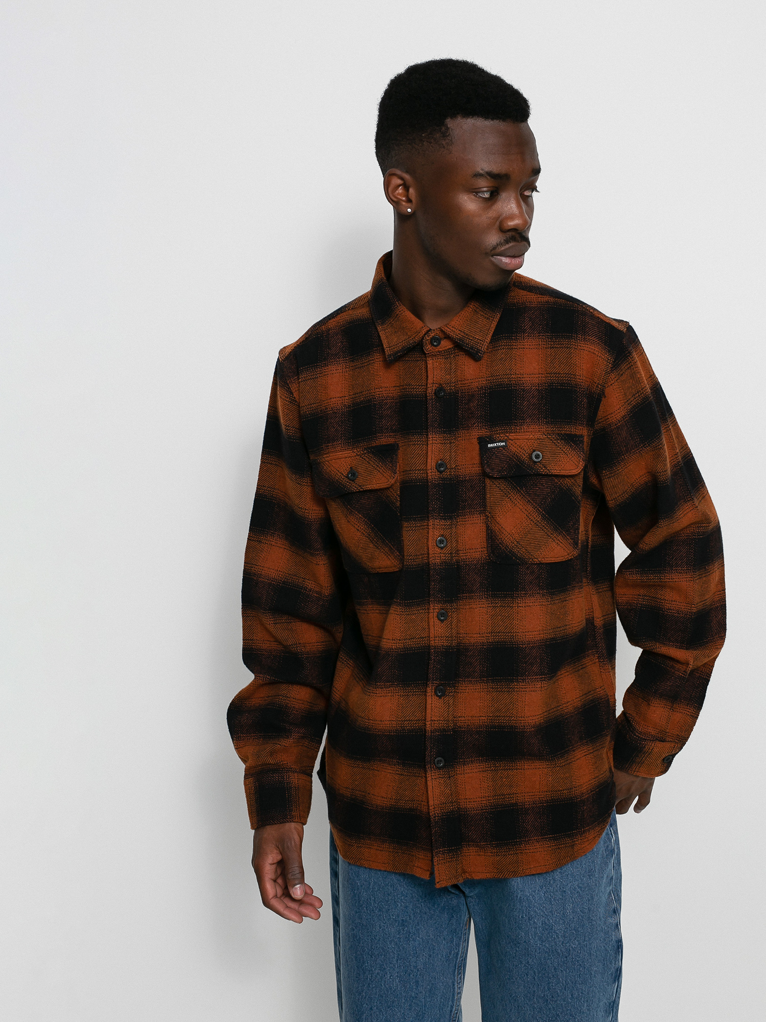 Košile Brixton Bowery Flannel Ls (burnt orange)