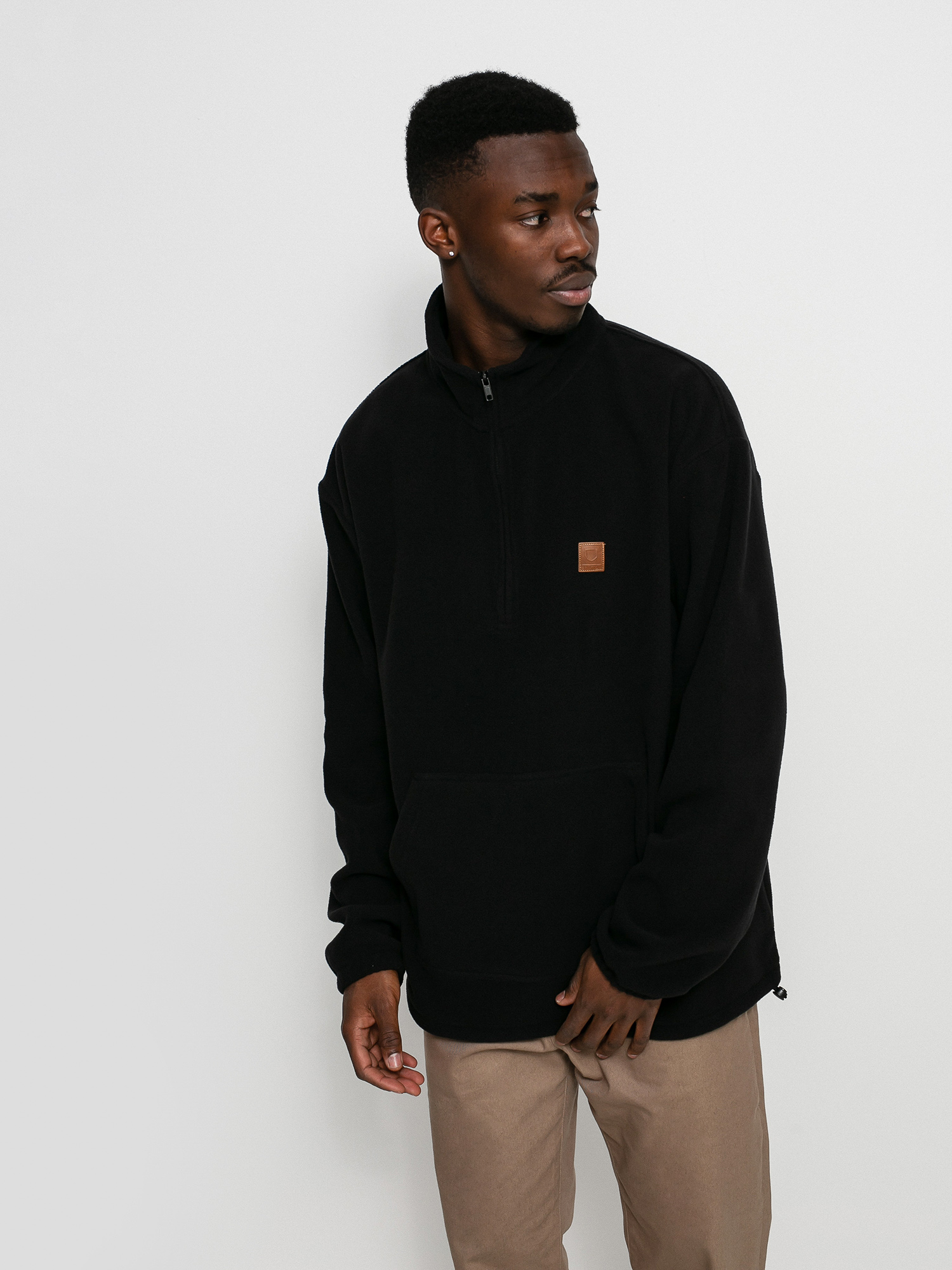 Mikina s kapucí Brixton Beta Mock Neck 1/2 Zip HD (black)