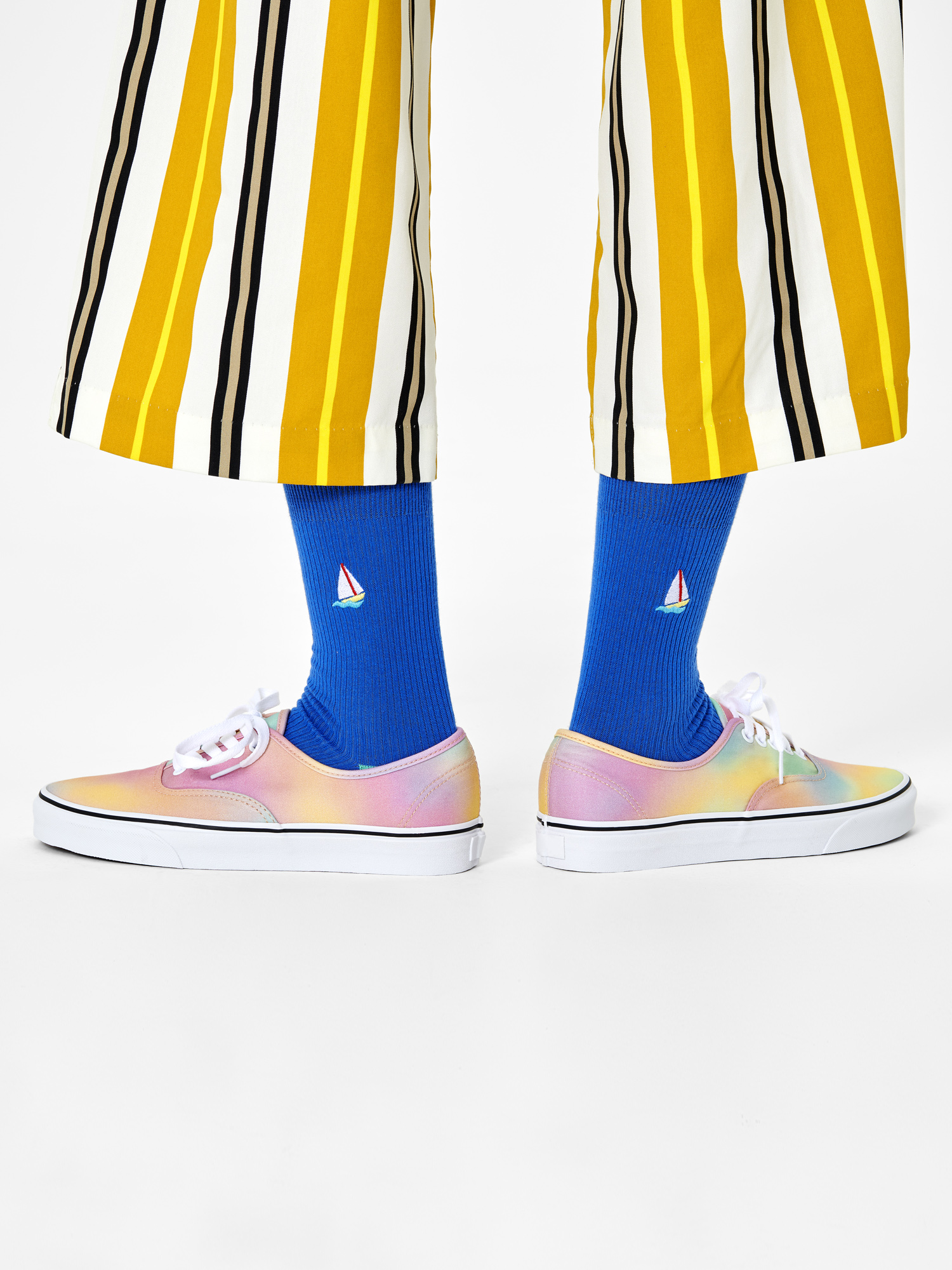 Ponožky Happy Socks Ribbed Embroidery Sail Away (blue)