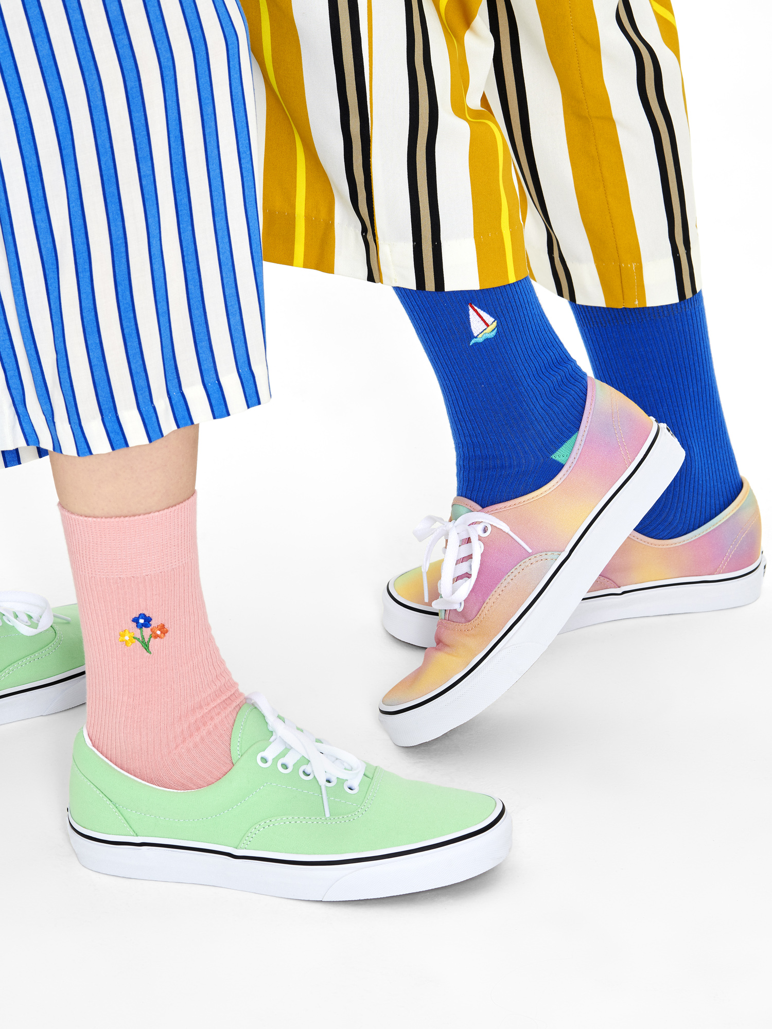 Ponožky Happy Socks Ribbed Embroidery Sail Away (blue)