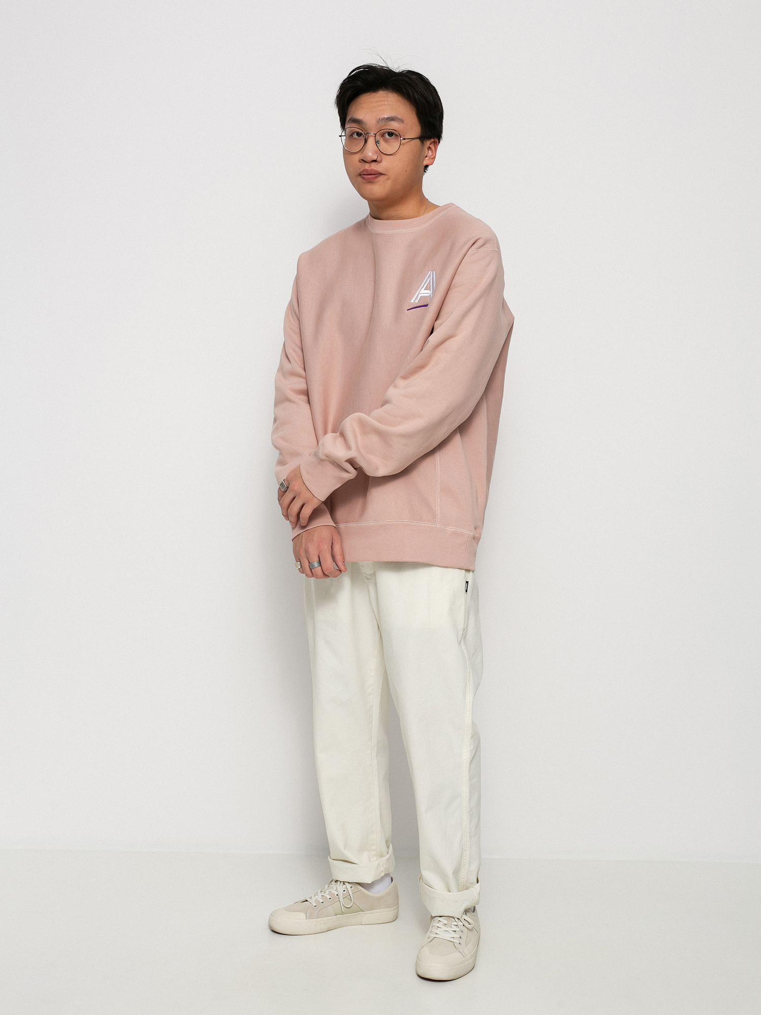 Mikina s kapucí Alltimers Straight As Embroidered HD (dusty pink)