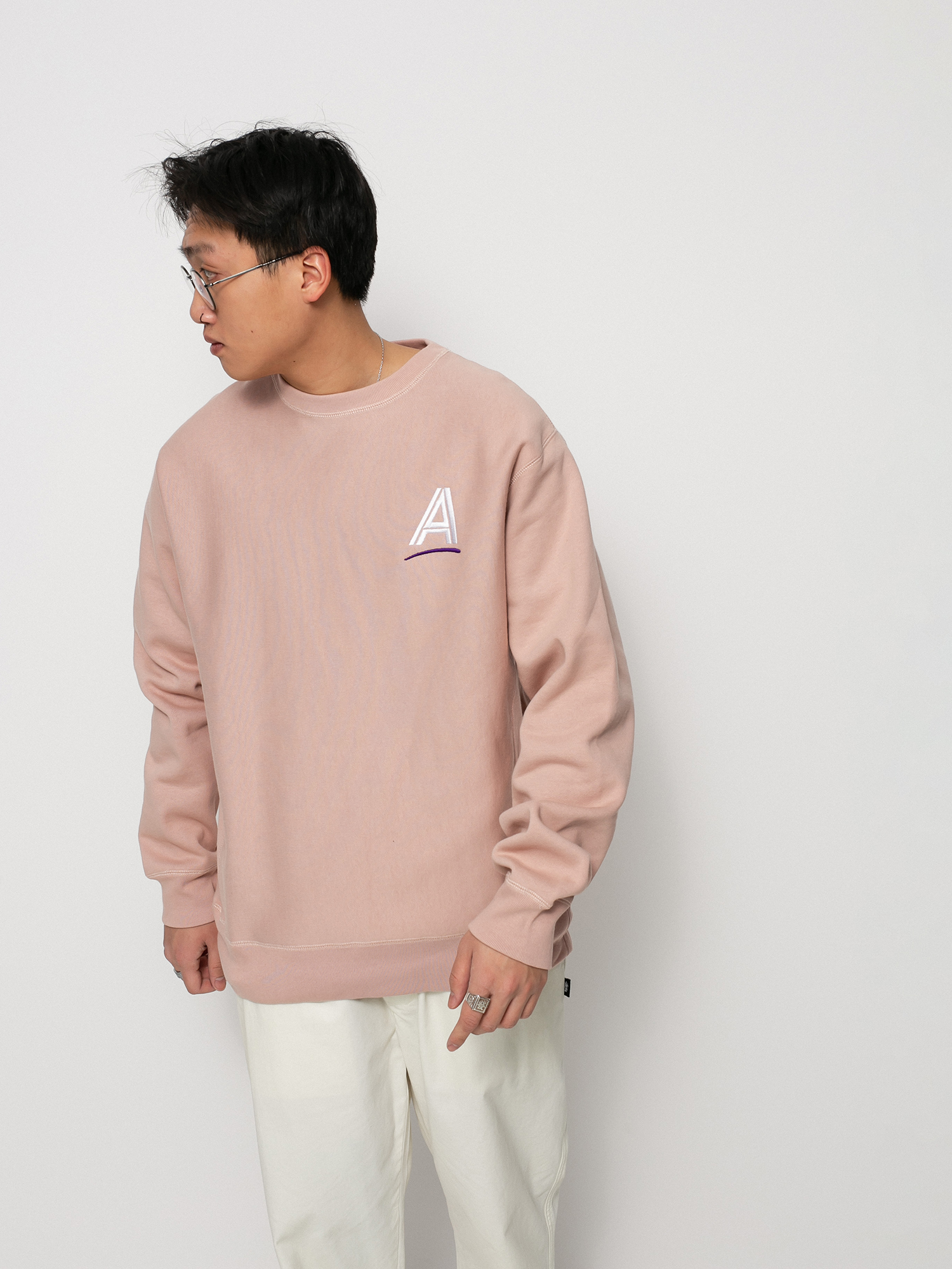 Mikina s kapucí Alltimers Straight As Embroidered HD (dusty pink)