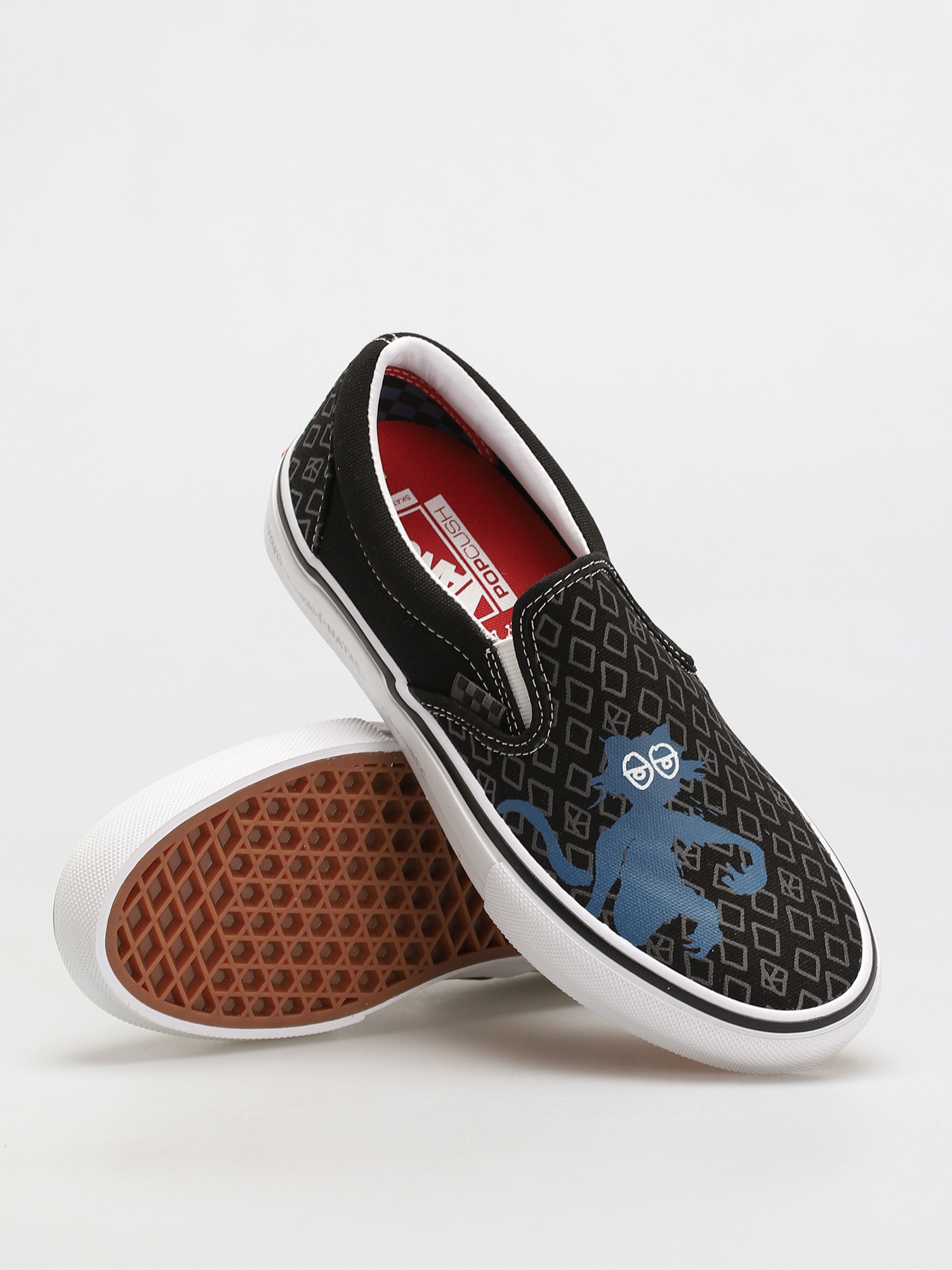 Boty Vans X KROOKED Skate Slip On (by natas for ray/black)