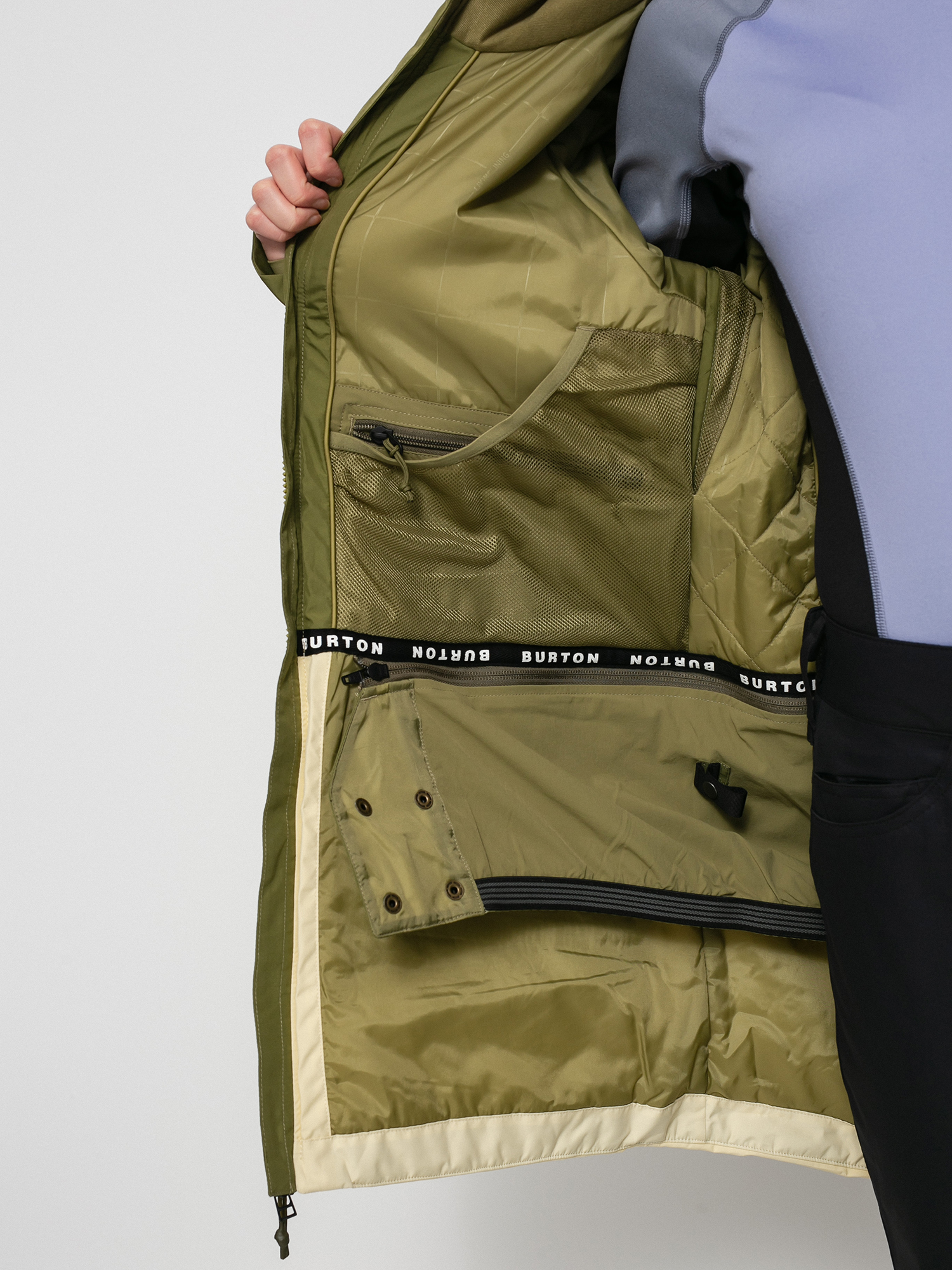 Dámská Snowboardová bunda Burton Gore Tex Treeline (martini olive/creme brulee)