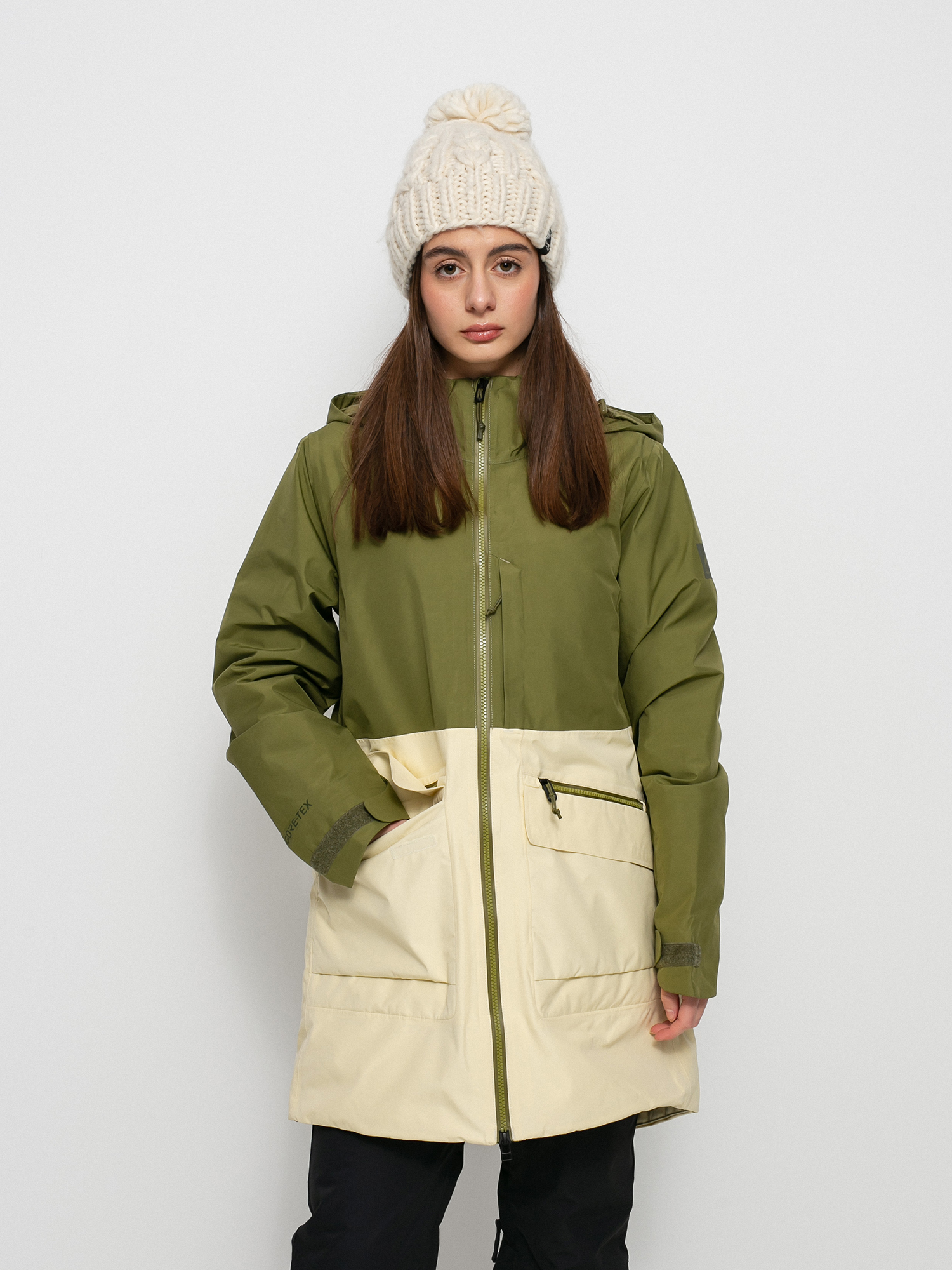 Dámská Snowboardová bunda Burton Gore Tex Treeline (martini olive/creme brulee)