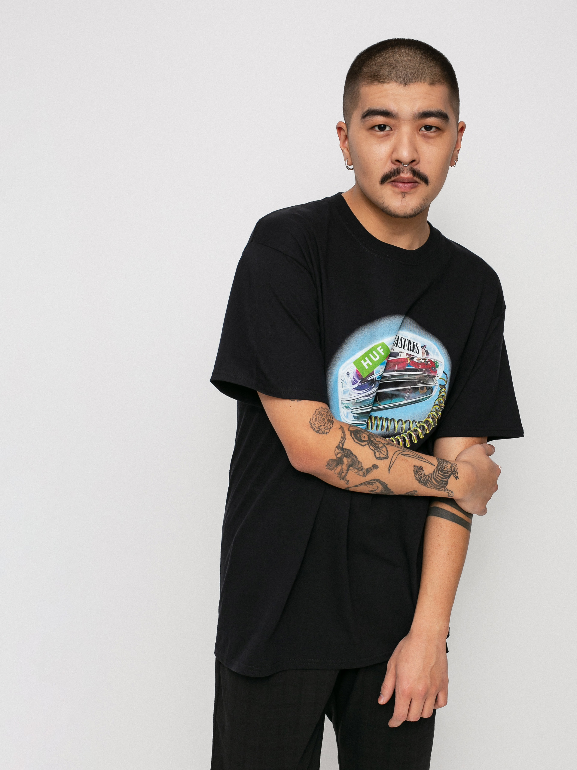 Tričko HUF X Pleasures Party Line (black)