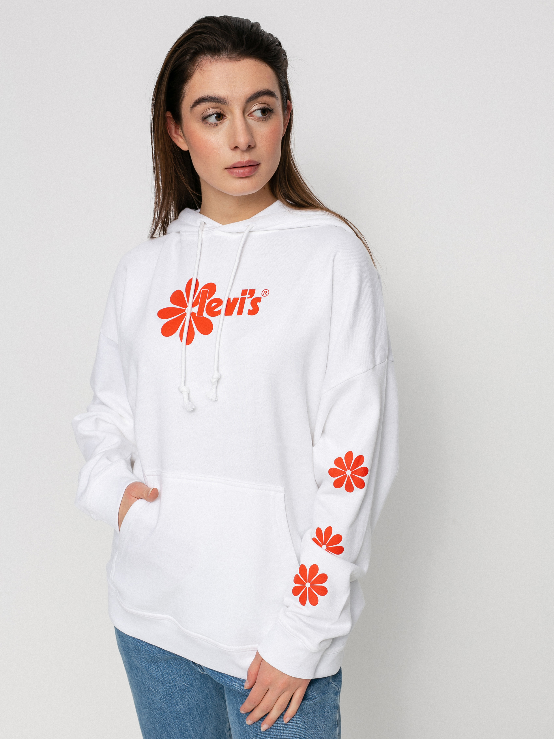 Mikina s kapucí Levi's® Graphic Rider HD Wmn (daisy chest hit white)