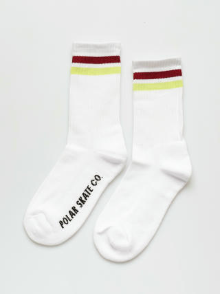 Ponožky Polar Skate Stripe (white/rich red/chartreuse)