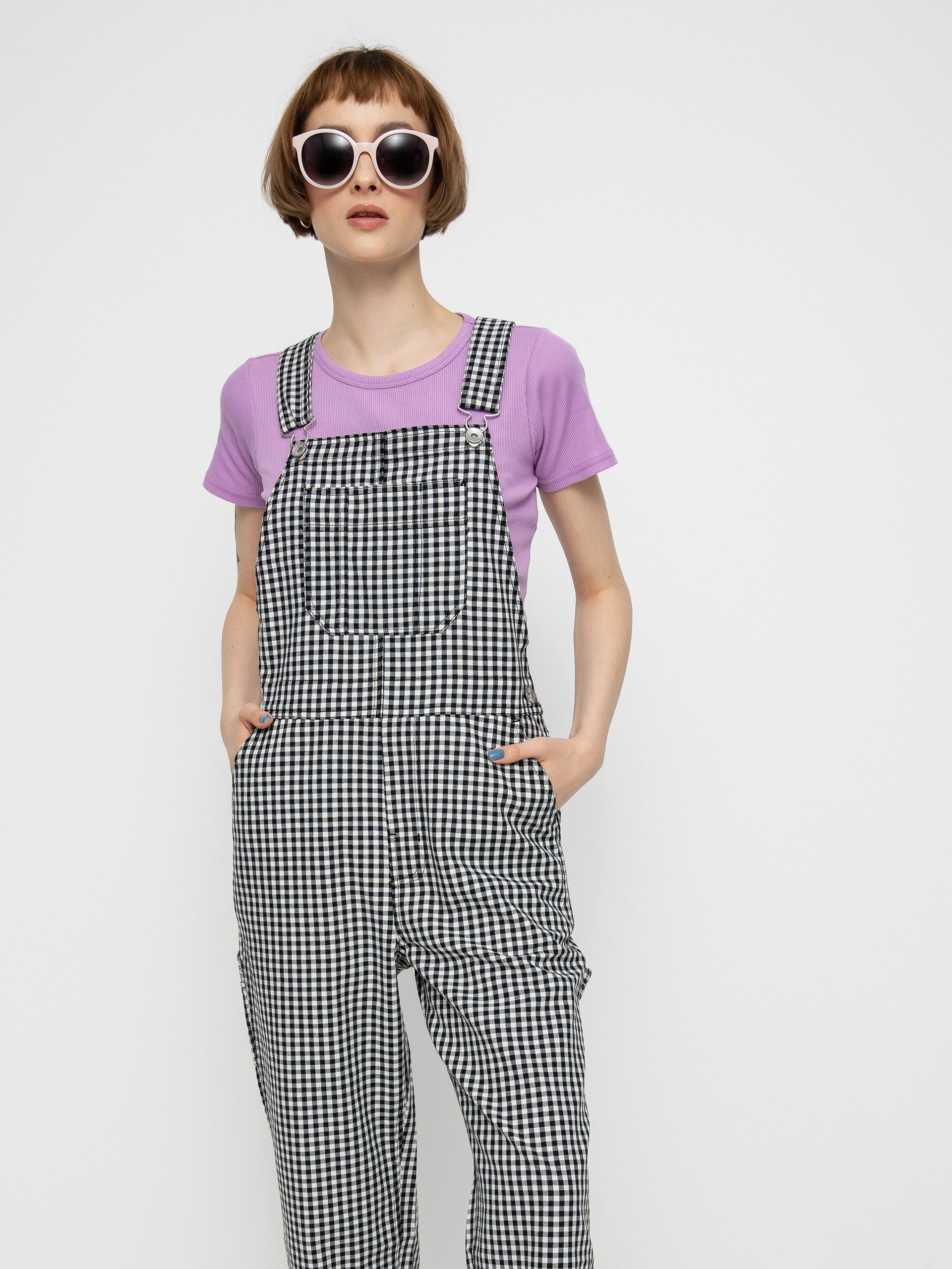 Kalhoty Brixton Christina Crop Overall Wmn (black gingham)