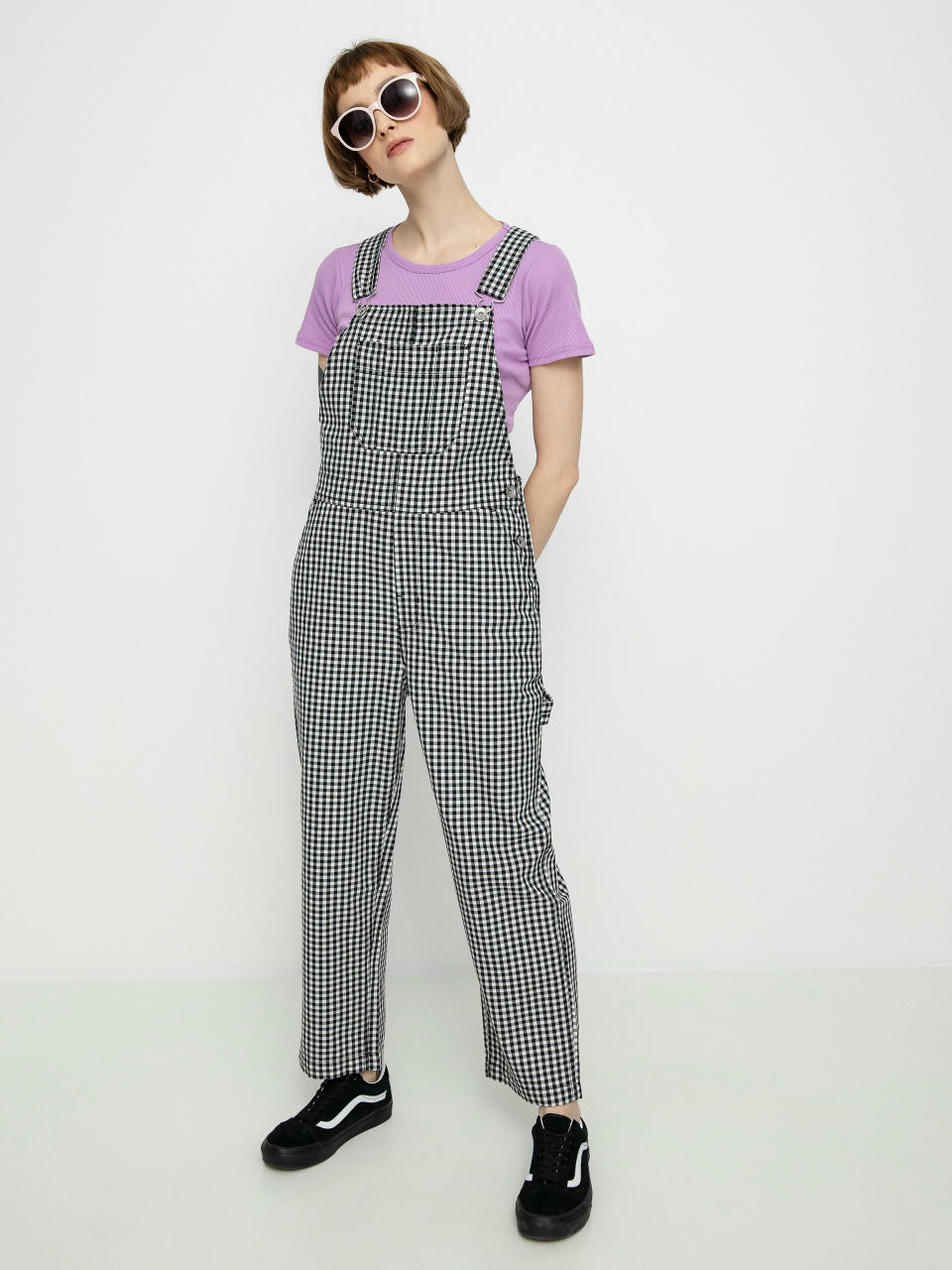 Kalhoty Brixton Christina Crop Overall Wmn (black gingham)