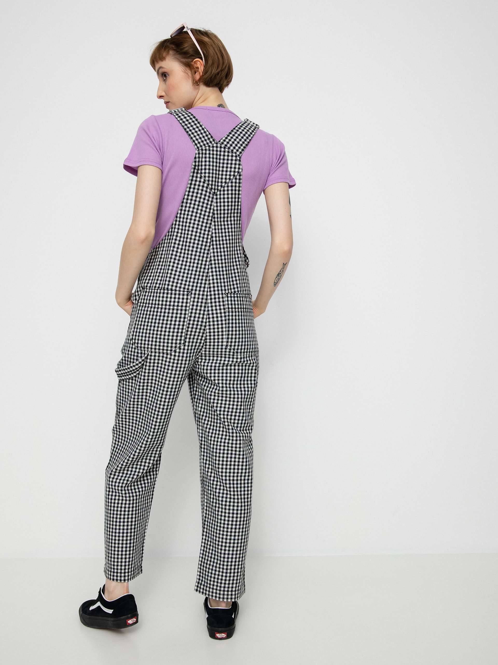Kalhoty Brixton Christina Crop Overall Wmn (black gingham)
