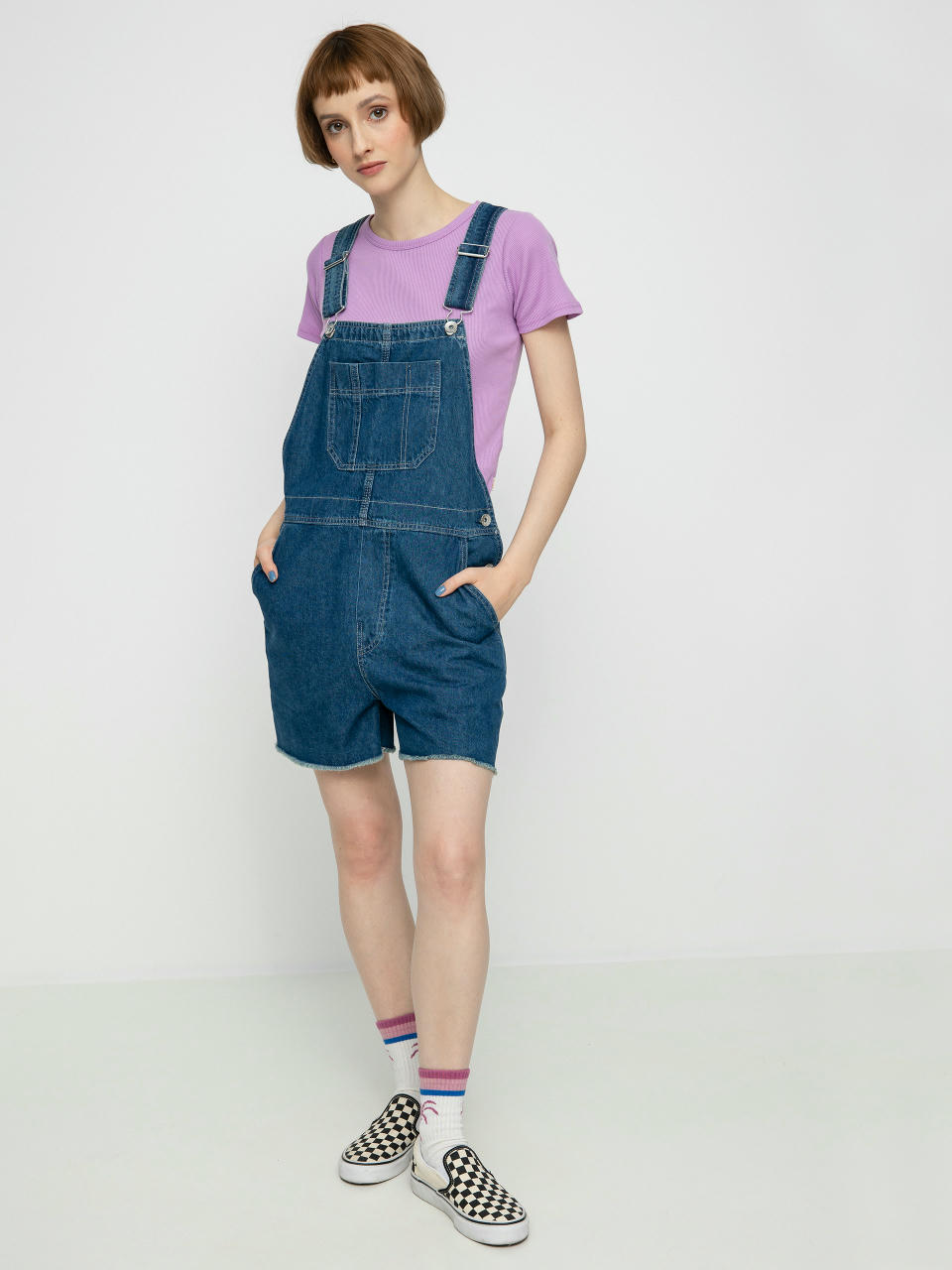 Kraťasy Brixton Christina Short Overall Wmn (indigo rinse)