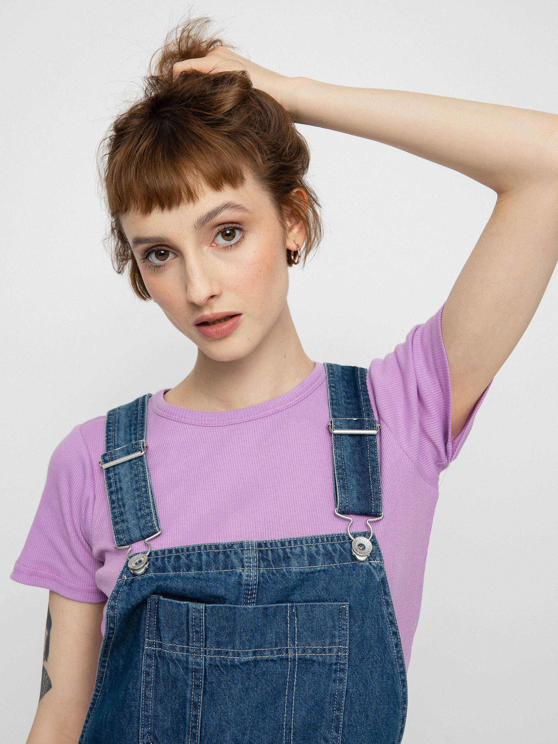 Kraťasy Brixton Christina Short Overall Wmn (indigo rinse)