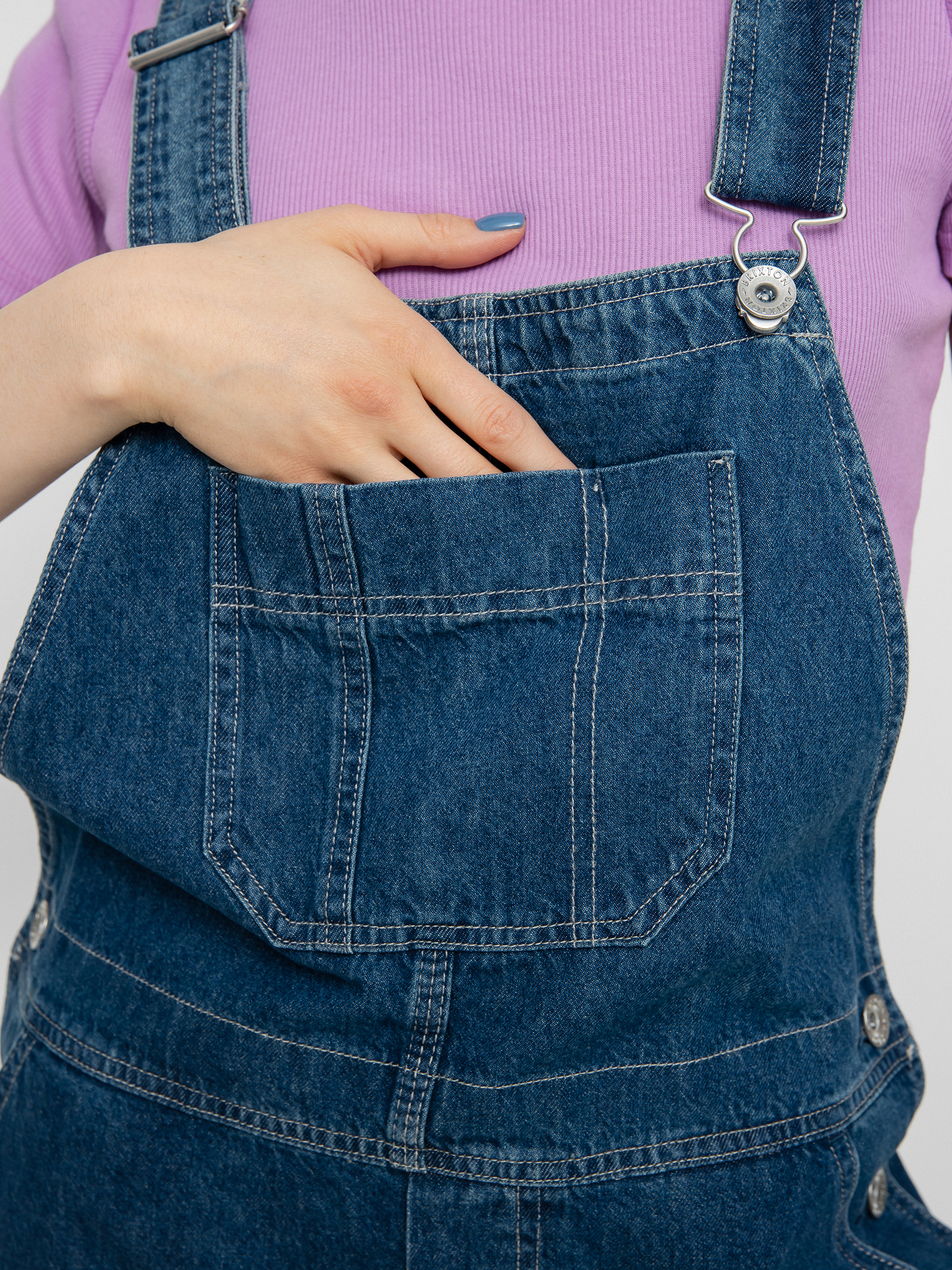 Kraťasy Brixton Christina Short Overall Wmn (indigo rinse)