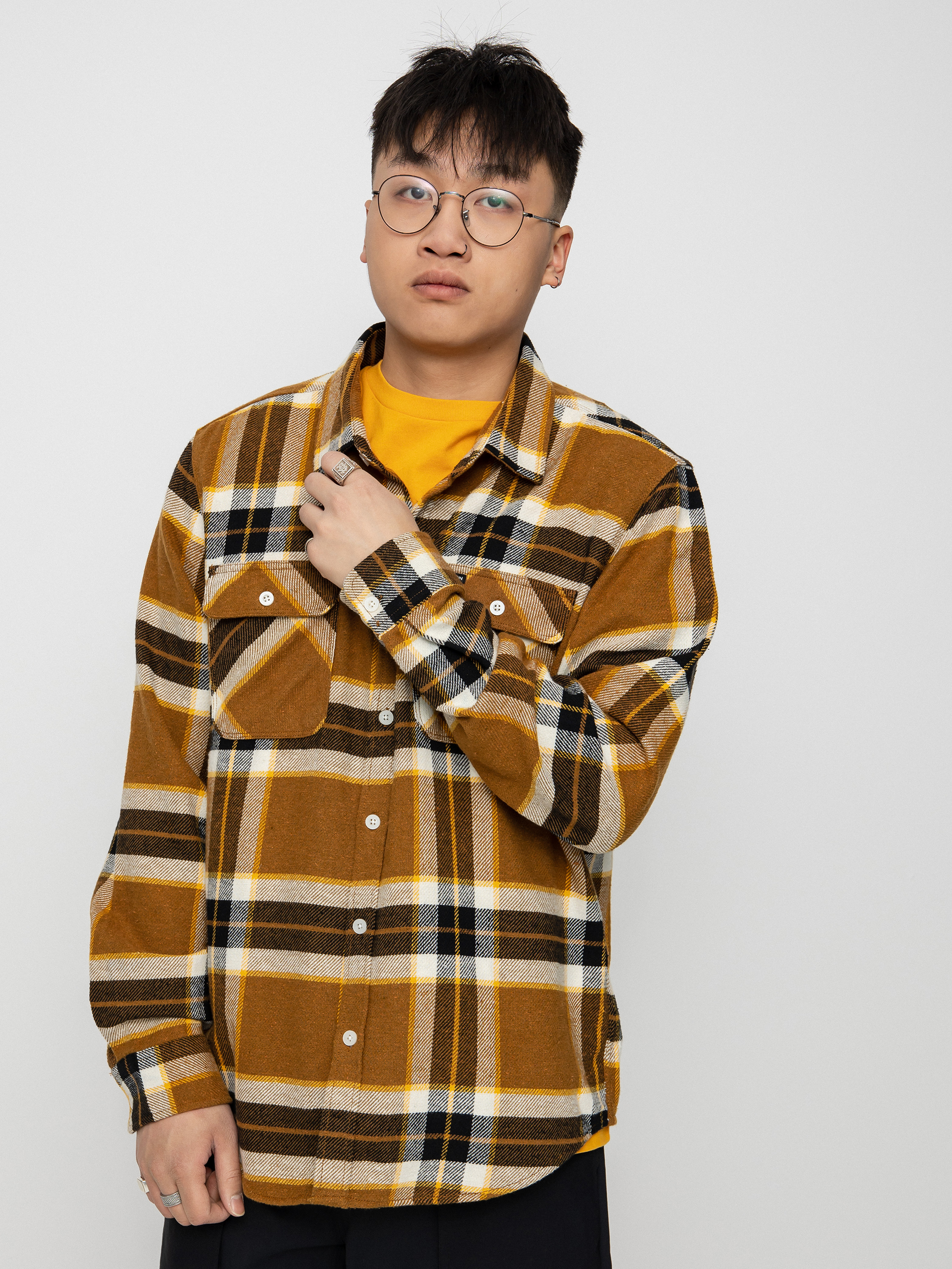 Košile Brixton Bowery Flannel Ls (medal bronze)