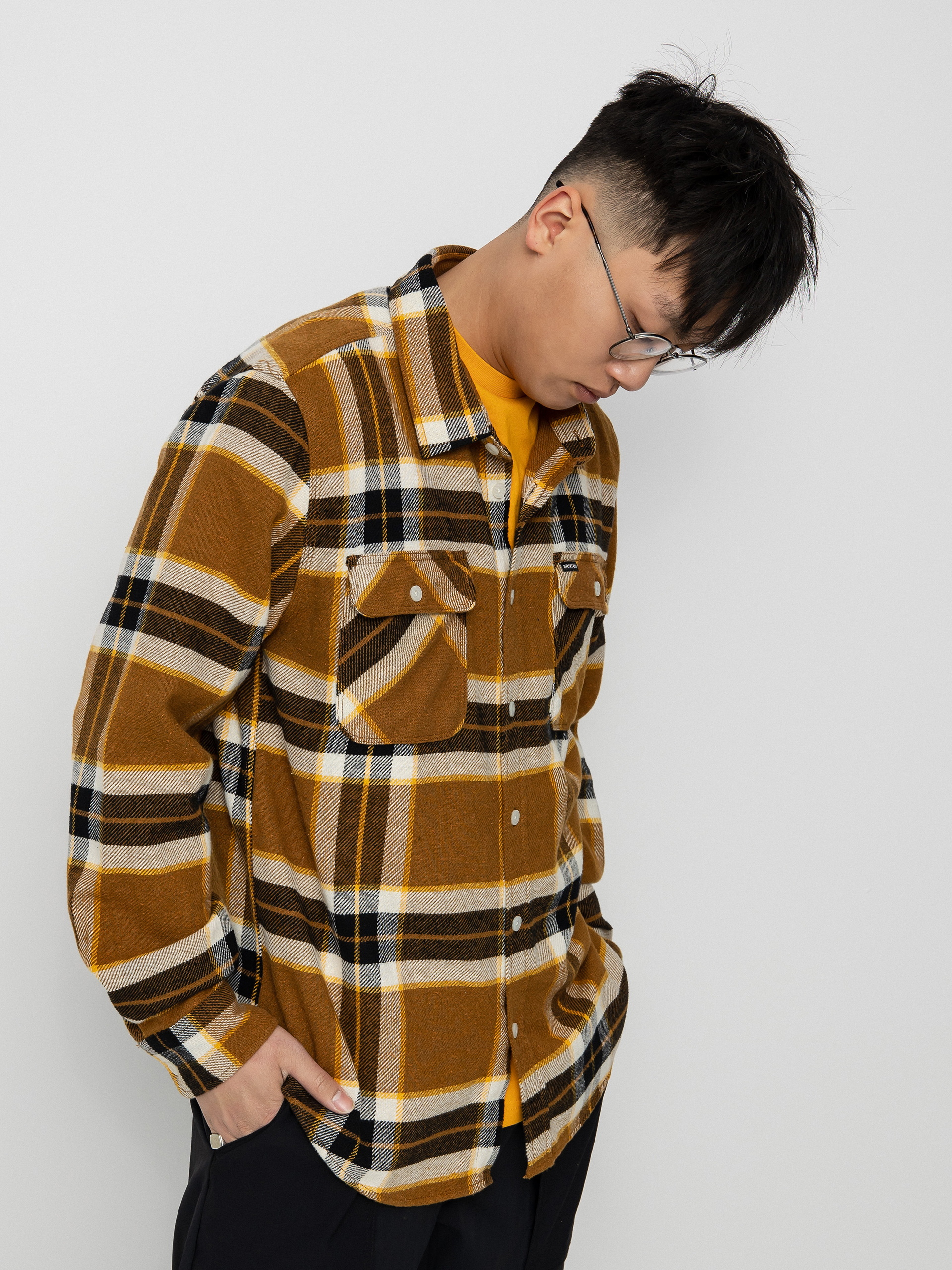 Košile Brixton Bowery Flannel Ls (medal bronze)