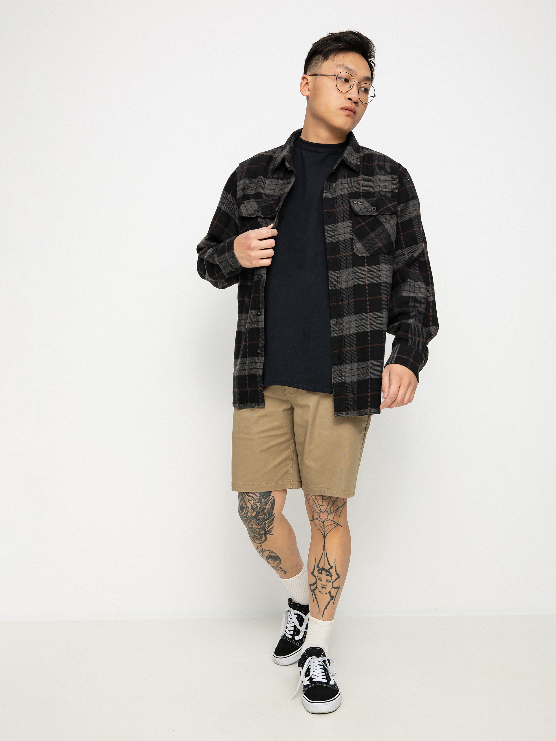 Košile Brixton Bowery Flannel (black/charcoal)