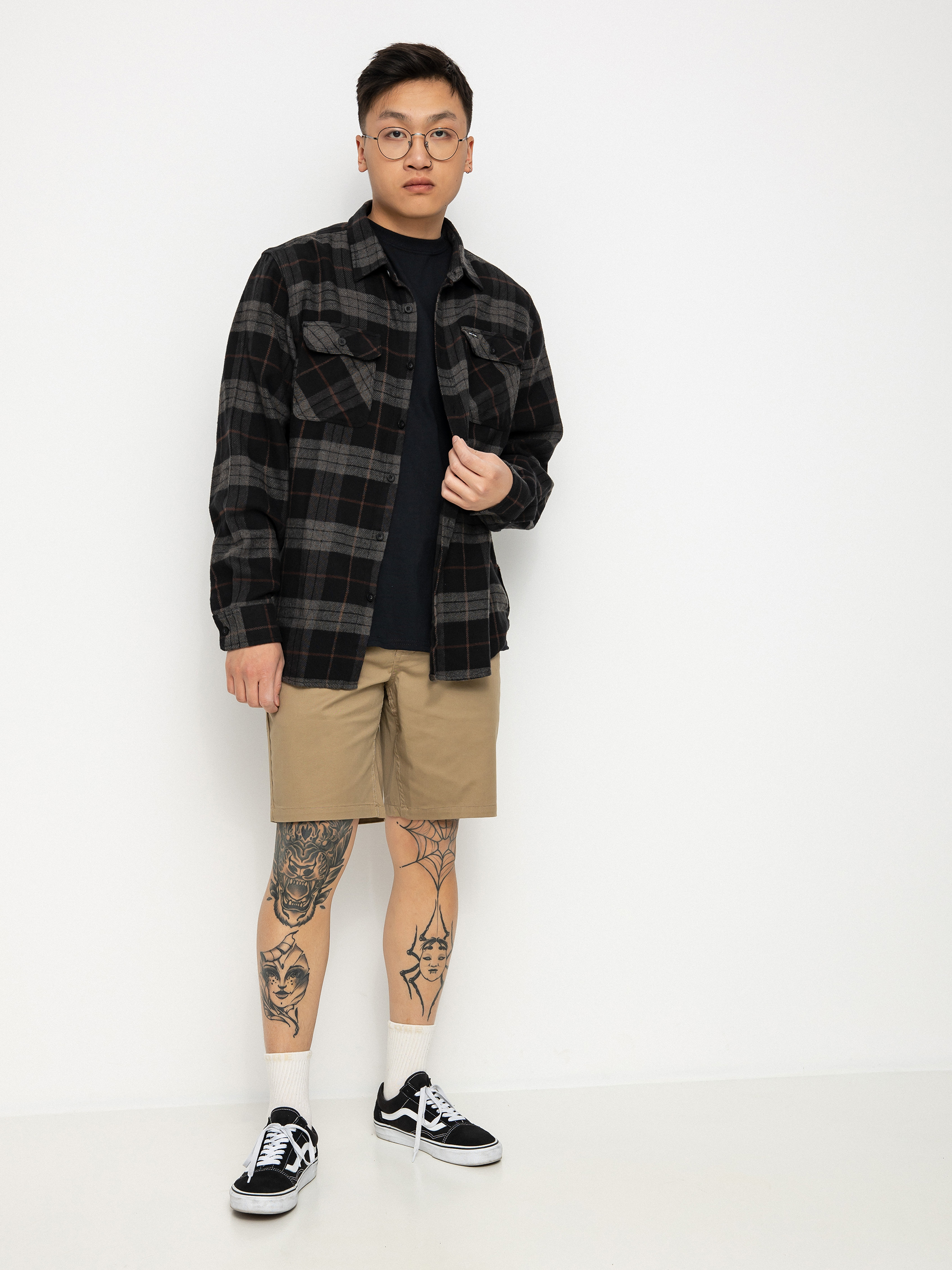 Košile Brixton Bowery Flannel (black/charcoal)
