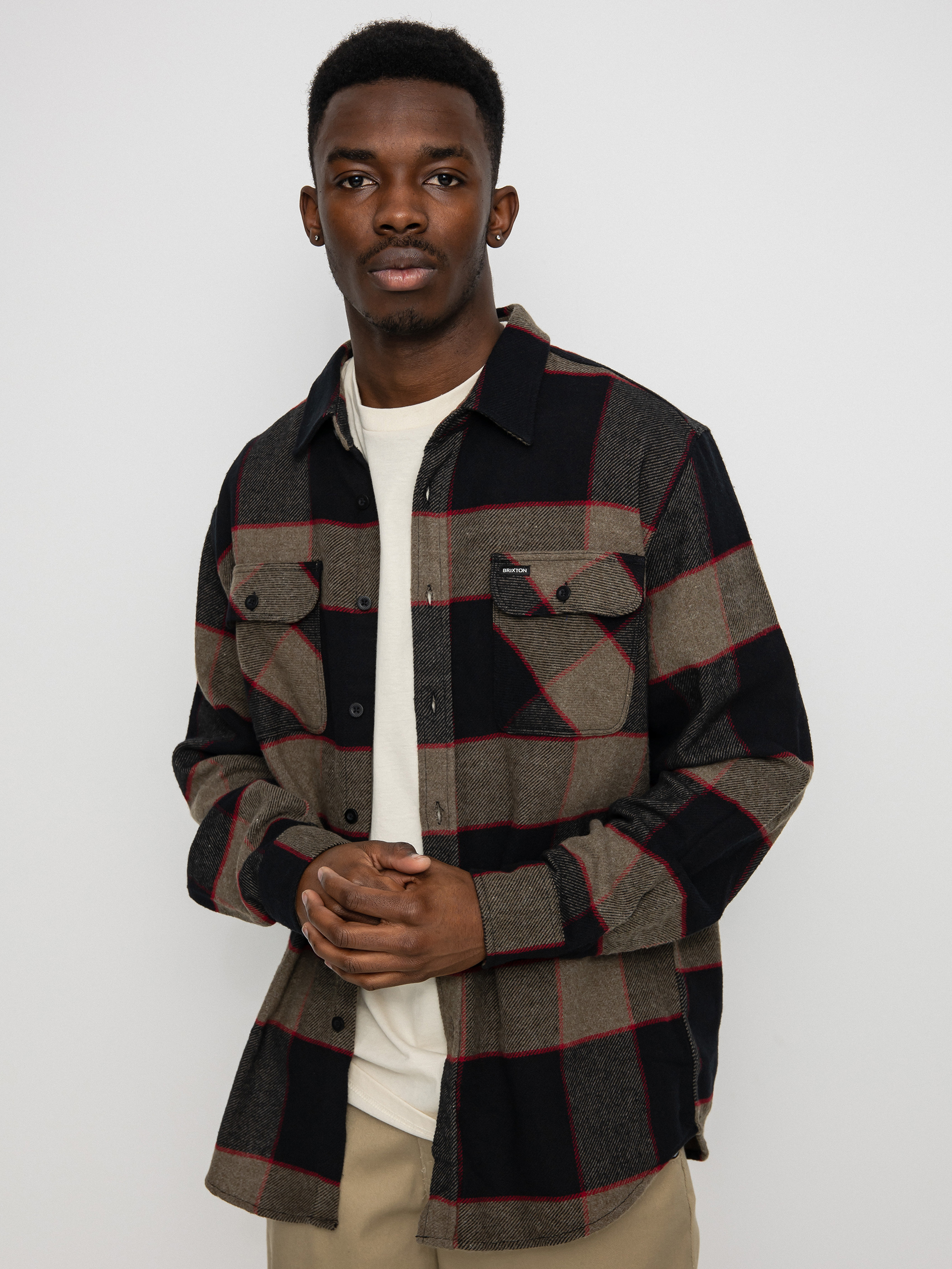 Košile Brixton Bowery Flannel Ls (heather grey/charcoal)