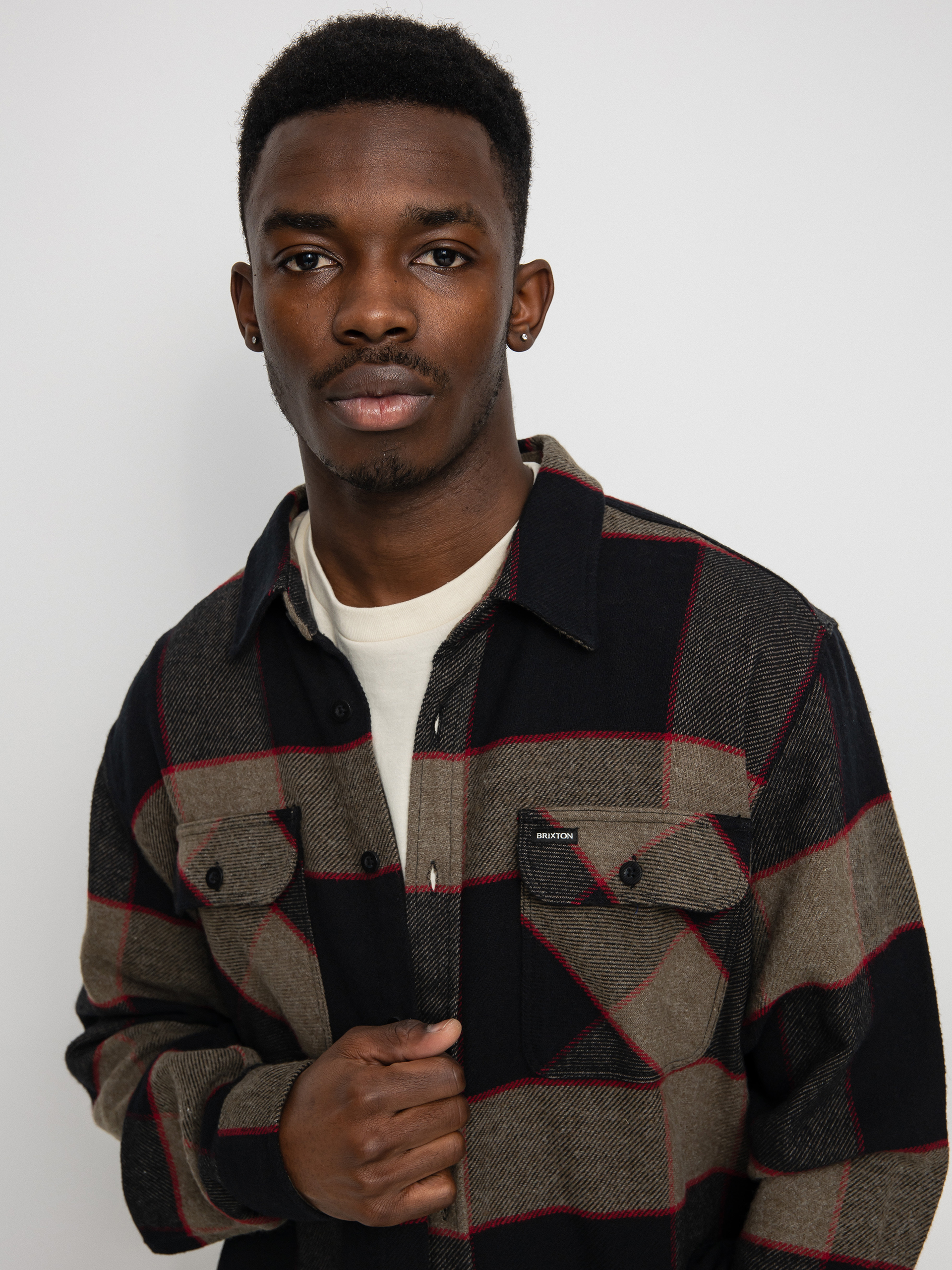 Košile Brixton Bowery Flannel Ls (heather grey/charcoal)