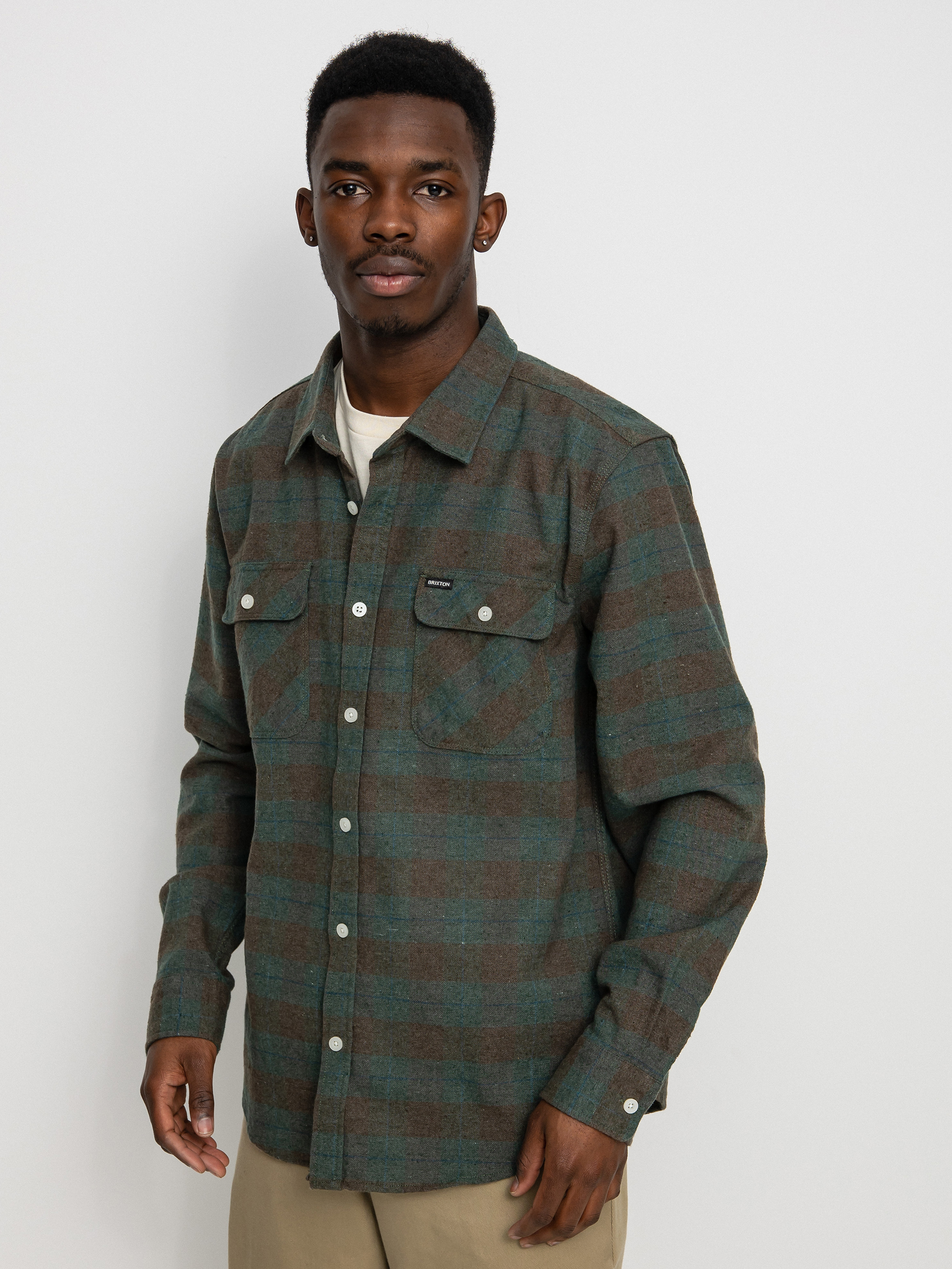 Košile Brixton Bowery Flannel Ls (ocean)