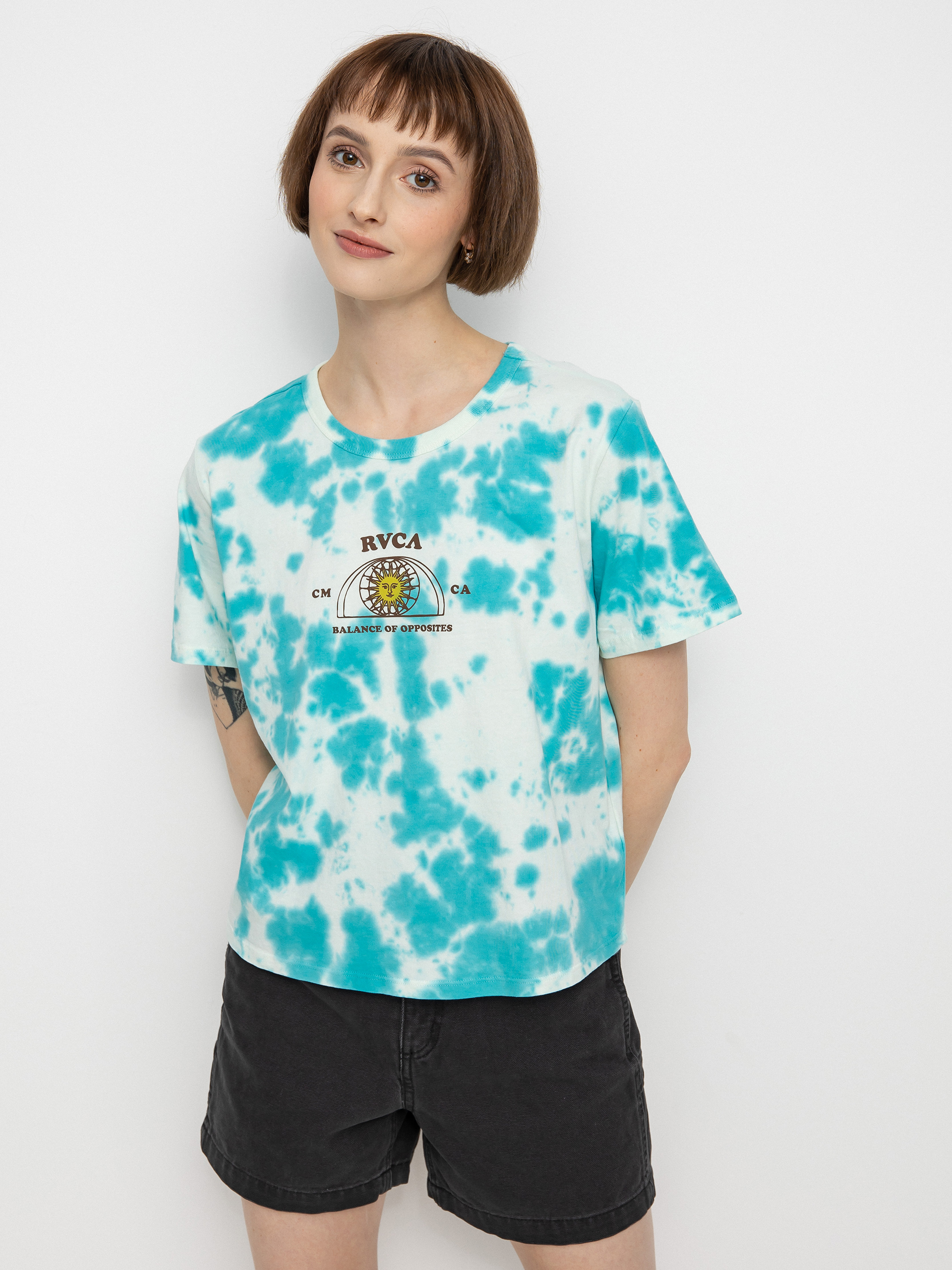 Tričko RVCA West Wmn (blue tie dye)