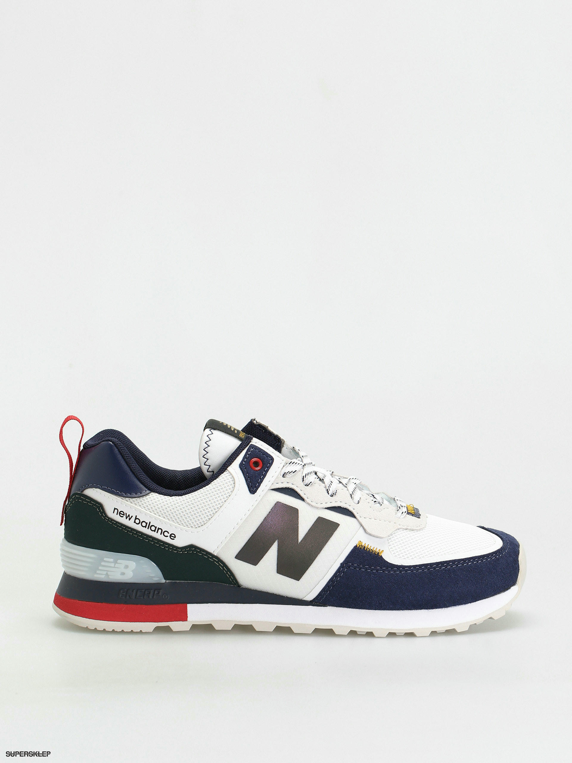 new balance 574 white with navy