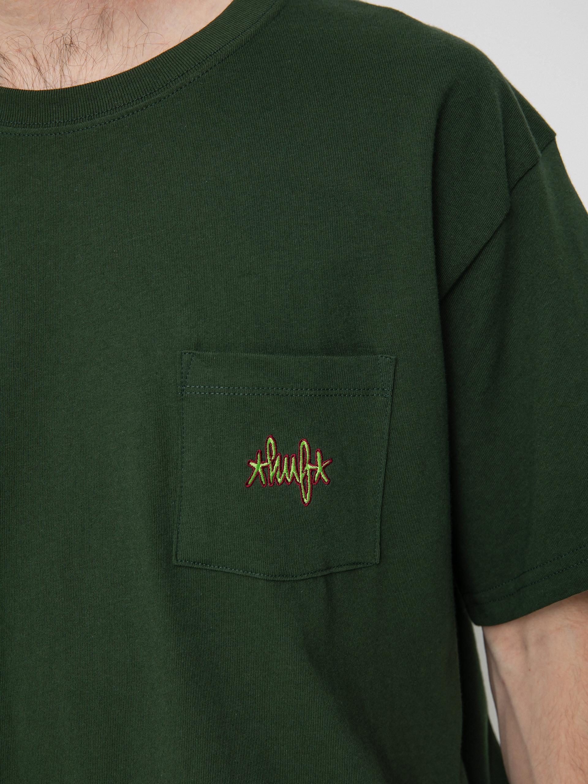 Tričko HUF Haze Script Pocket (forest green)