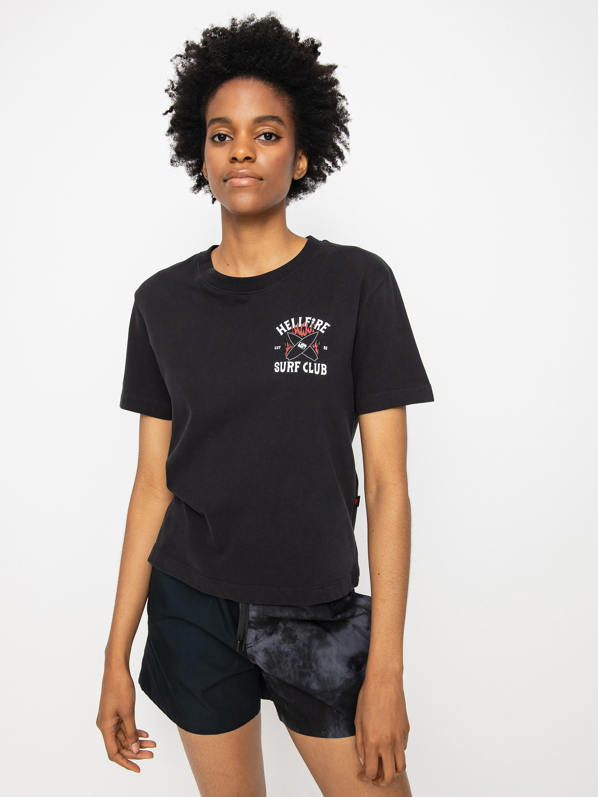 Tričko Quiksilver X Stranger Things 86 Crop Wmn (black)