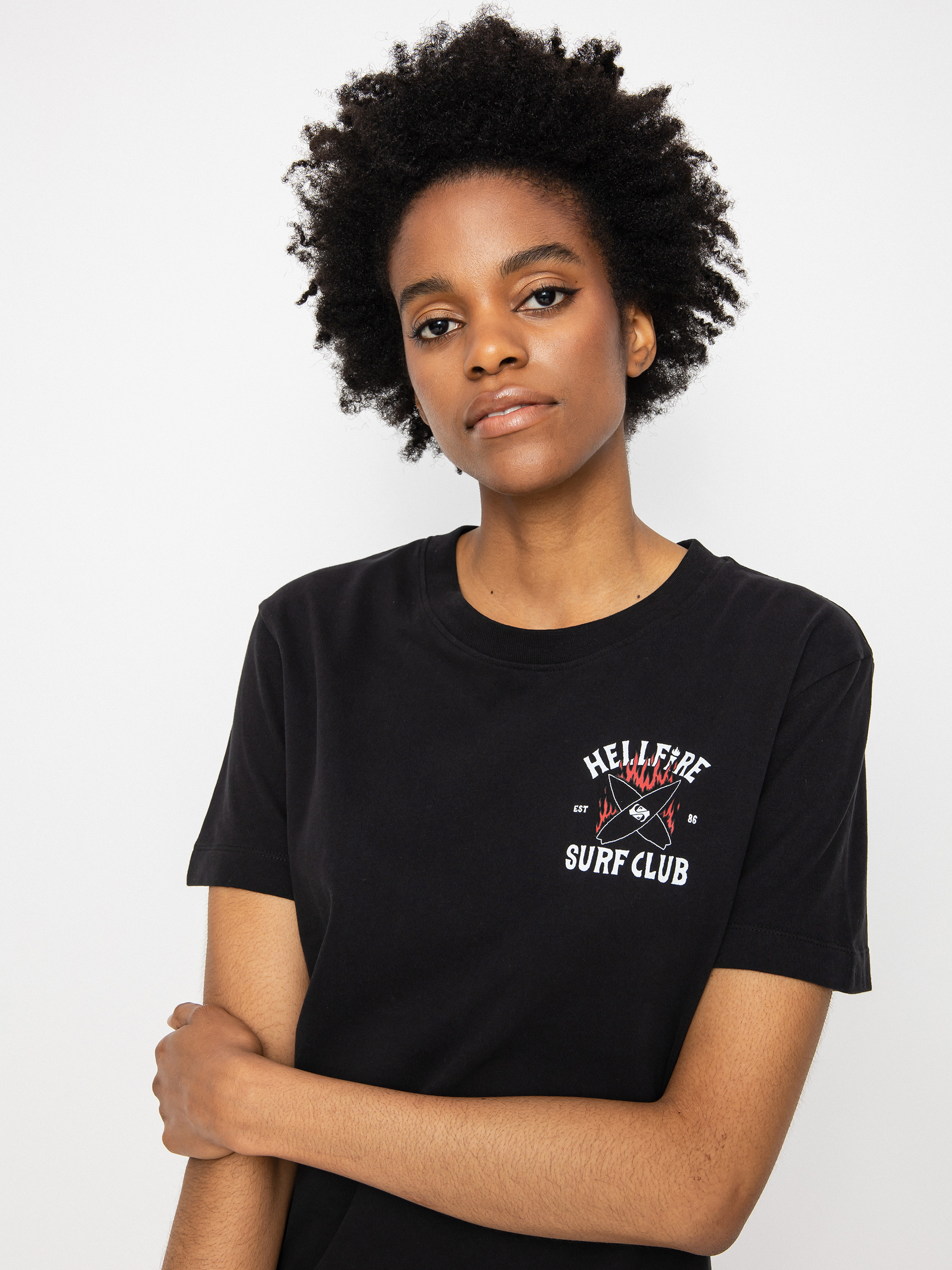 Tričko Quiksilver X Stranger Things 86 Crop Wmn (black)