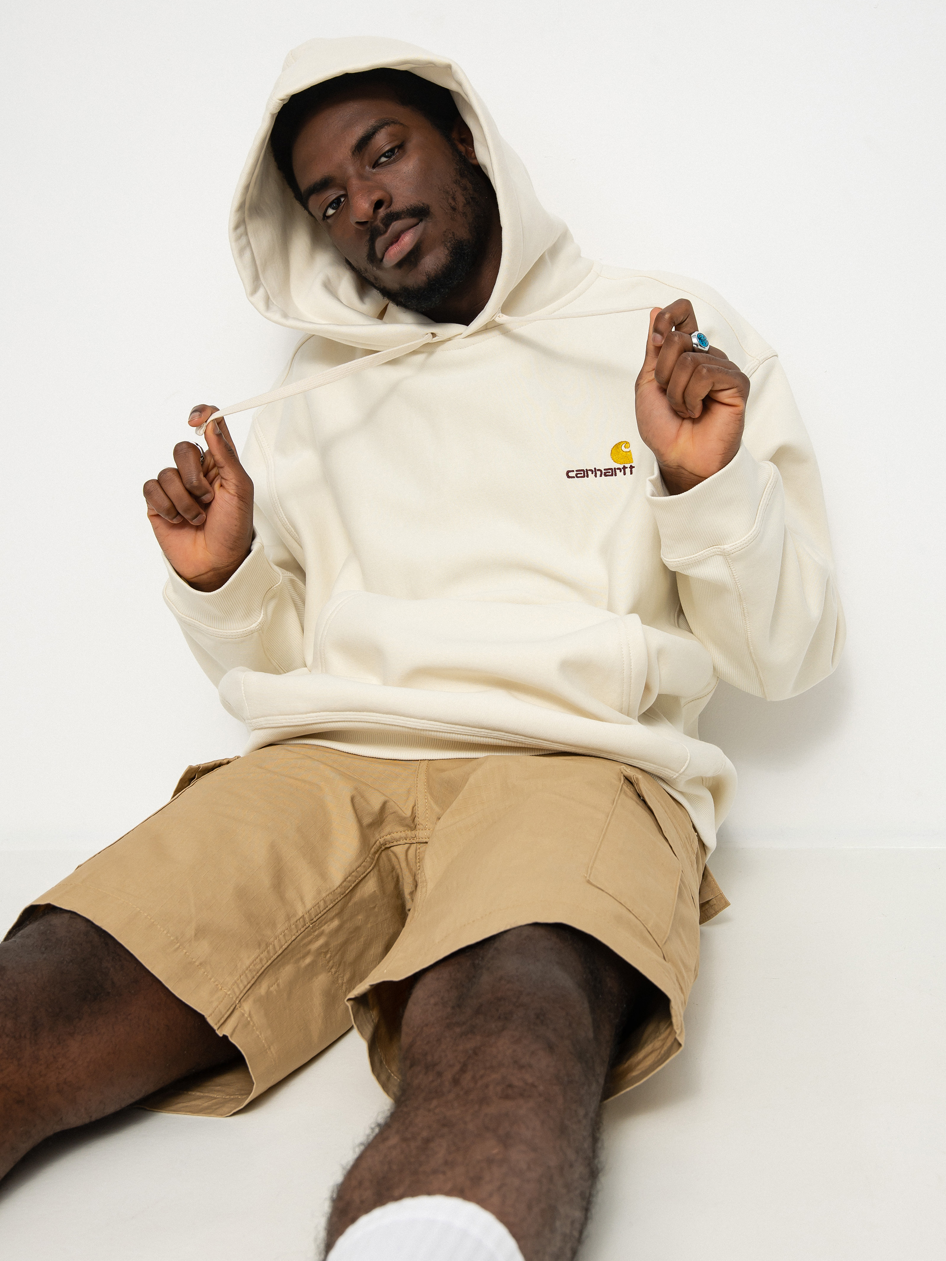 Mikina s kapucu00ed Carhartt WIP American Script HD (natural)