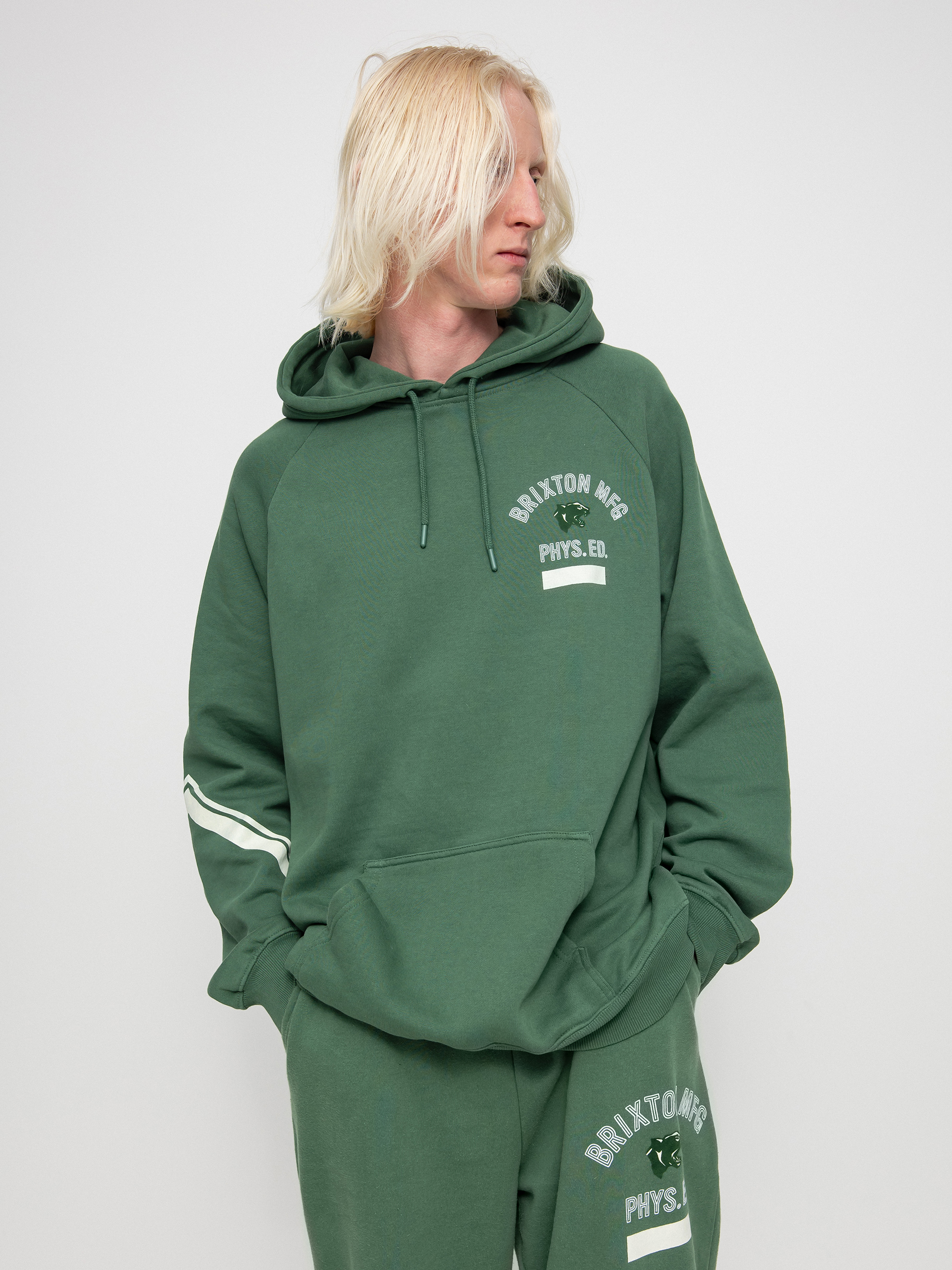 Mikina s kapucí Brixton Phys. Ed. Raglan HD (myrtle)