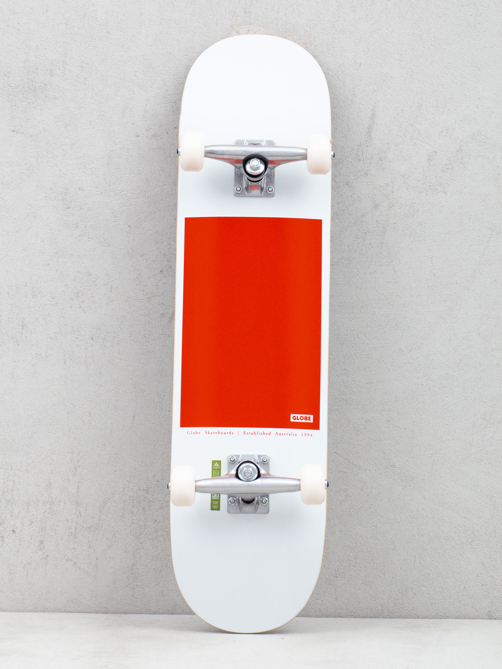 Skateboard Globe G0 Block Serif (white/red)