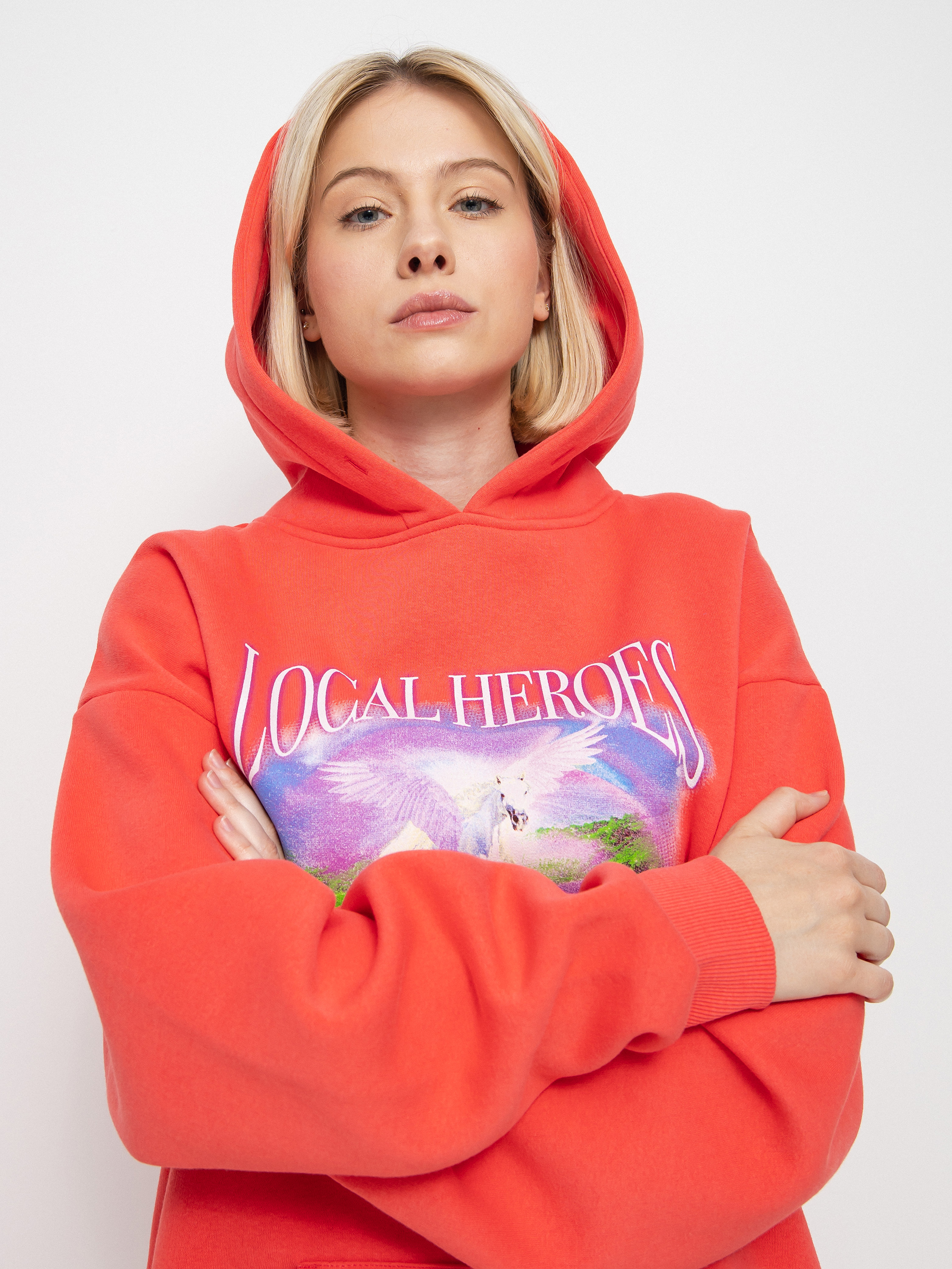 Mikina s kapucí Local Heroes Utopia HD Wmn (coral)
