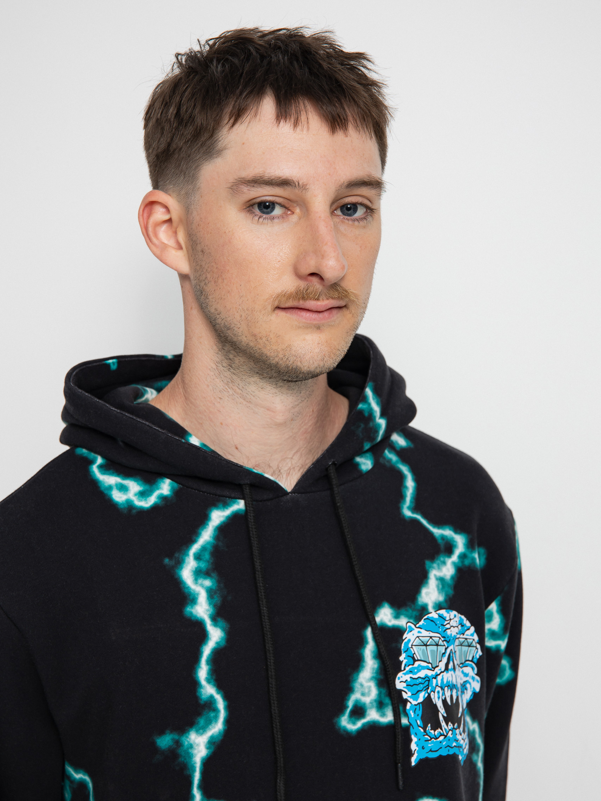 Mikina Diamond Supply Co. Mad Lightning Allover Print (black)