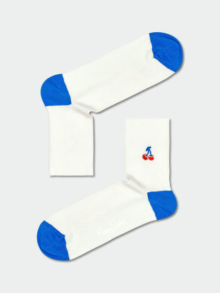 Ponožky Happy Socks Ribbed Embroidery Cherry 1/2 Crew (white)
