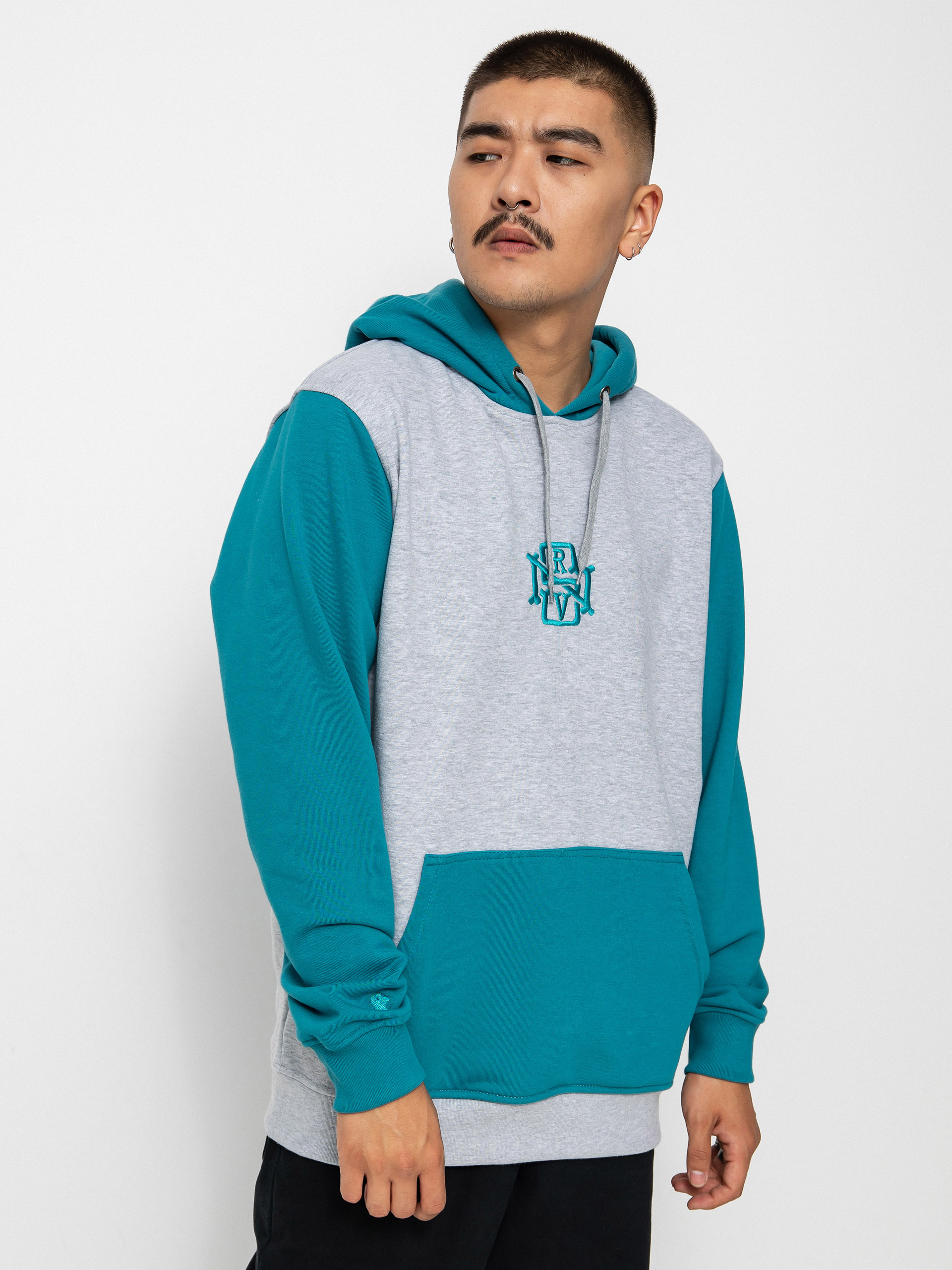 Mikina s kapucí Nervous Initial HD (ocean grey)