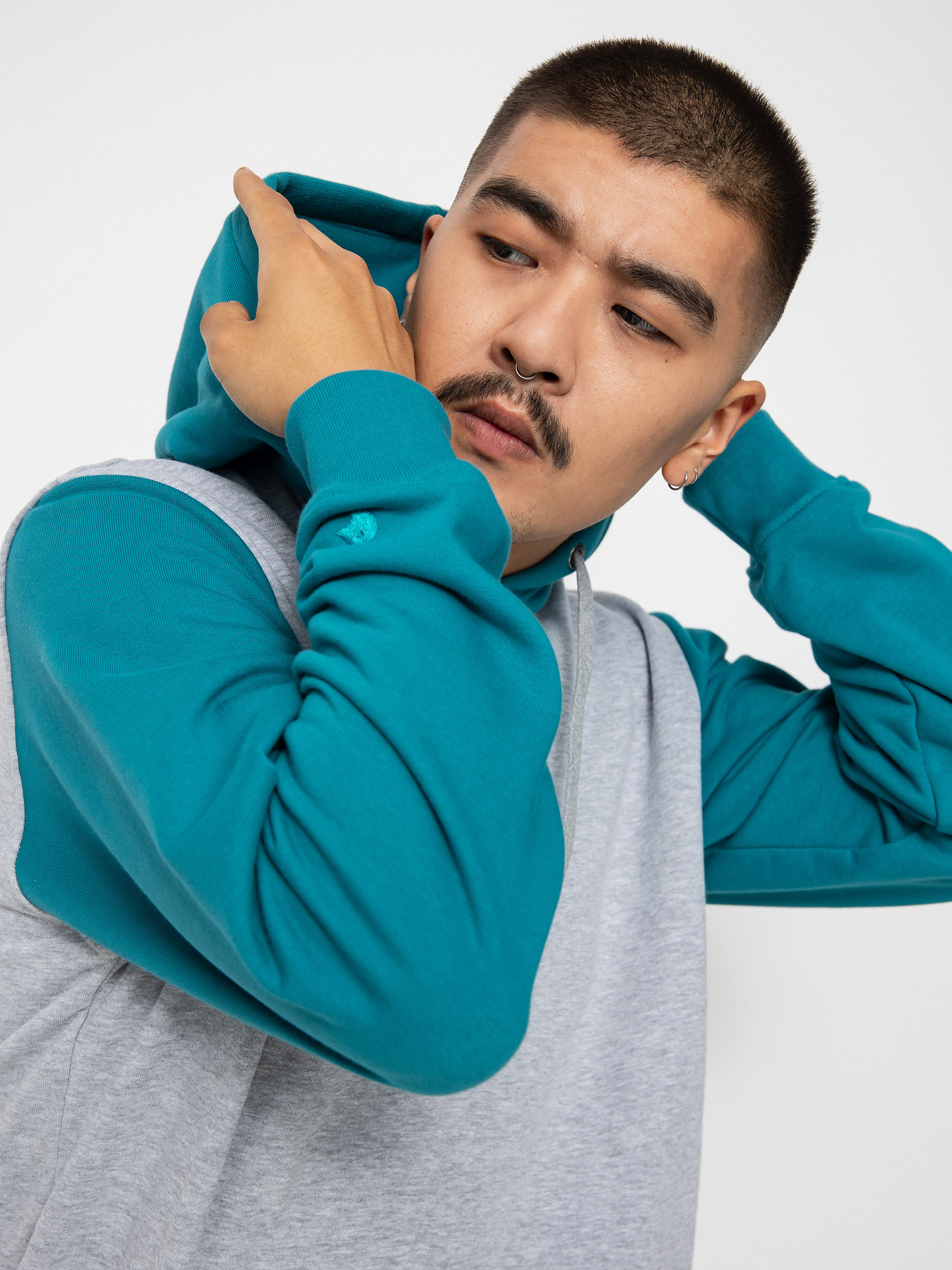 Mikina s kapucí Nervous Initial HD (ocean grey)