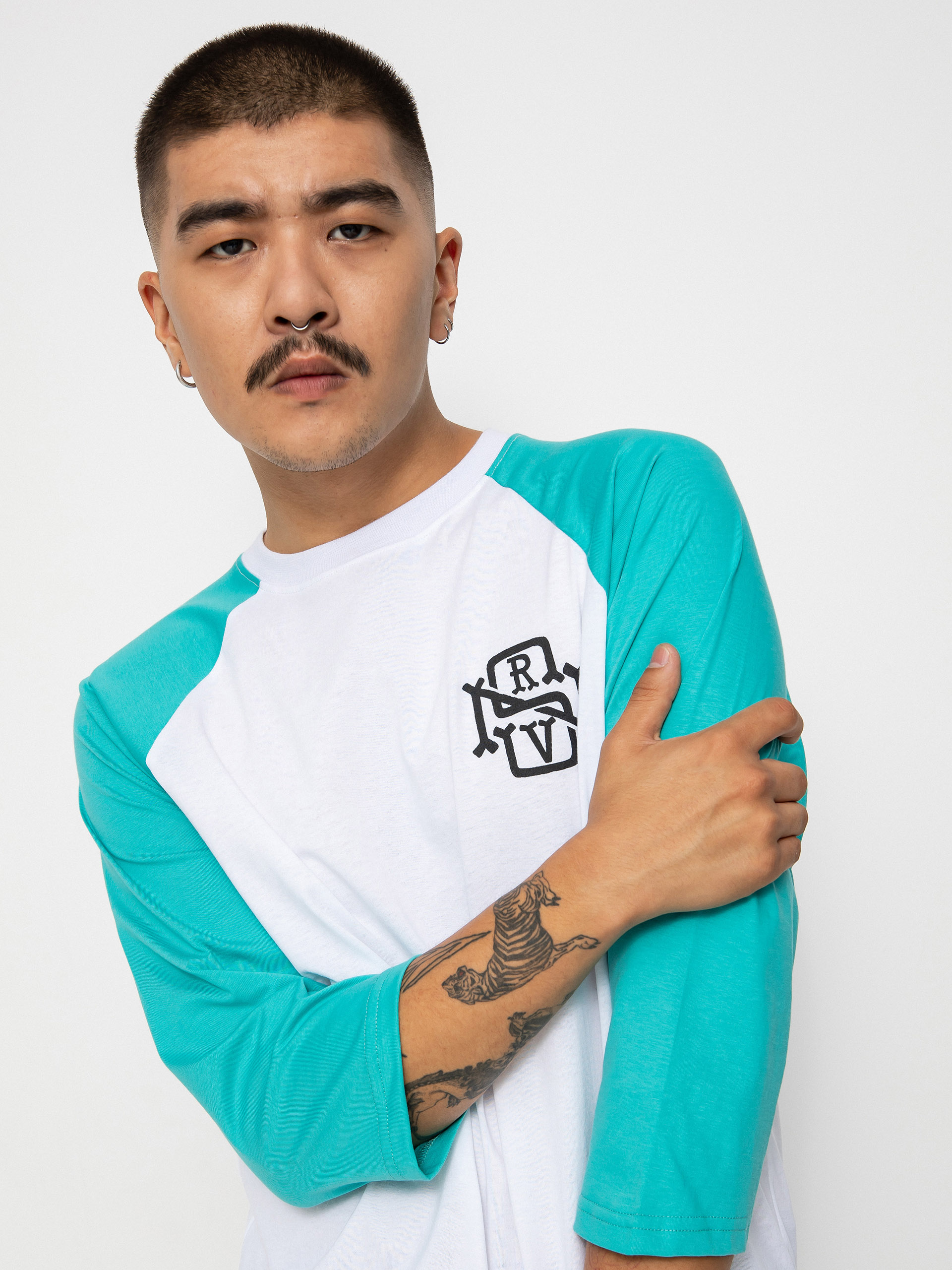 Triko Nervous Initial 3/4 (white ocean)