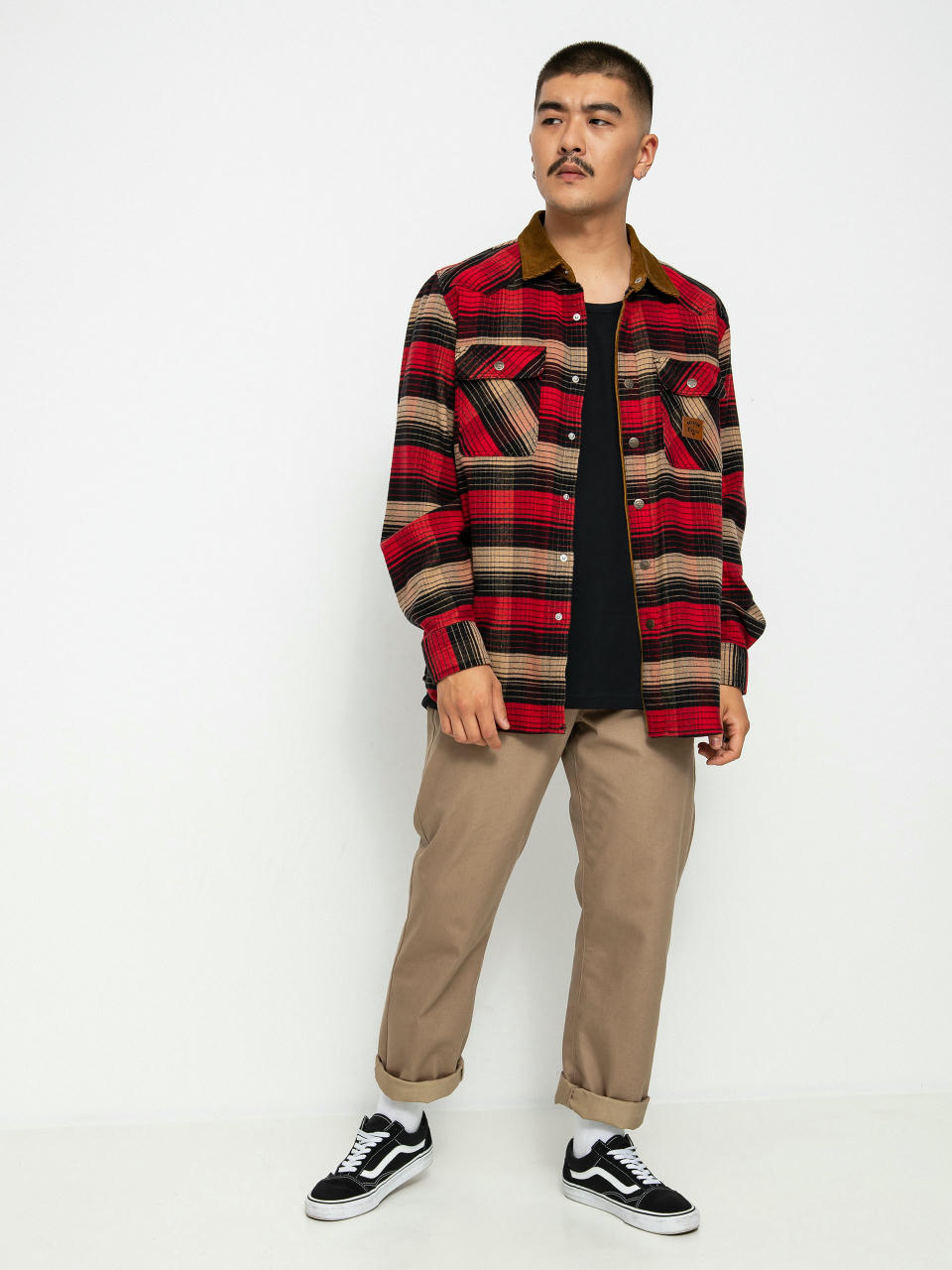 Košile Brixton Coors Bowery Stretch Flannel Ls (banquet red/brown)