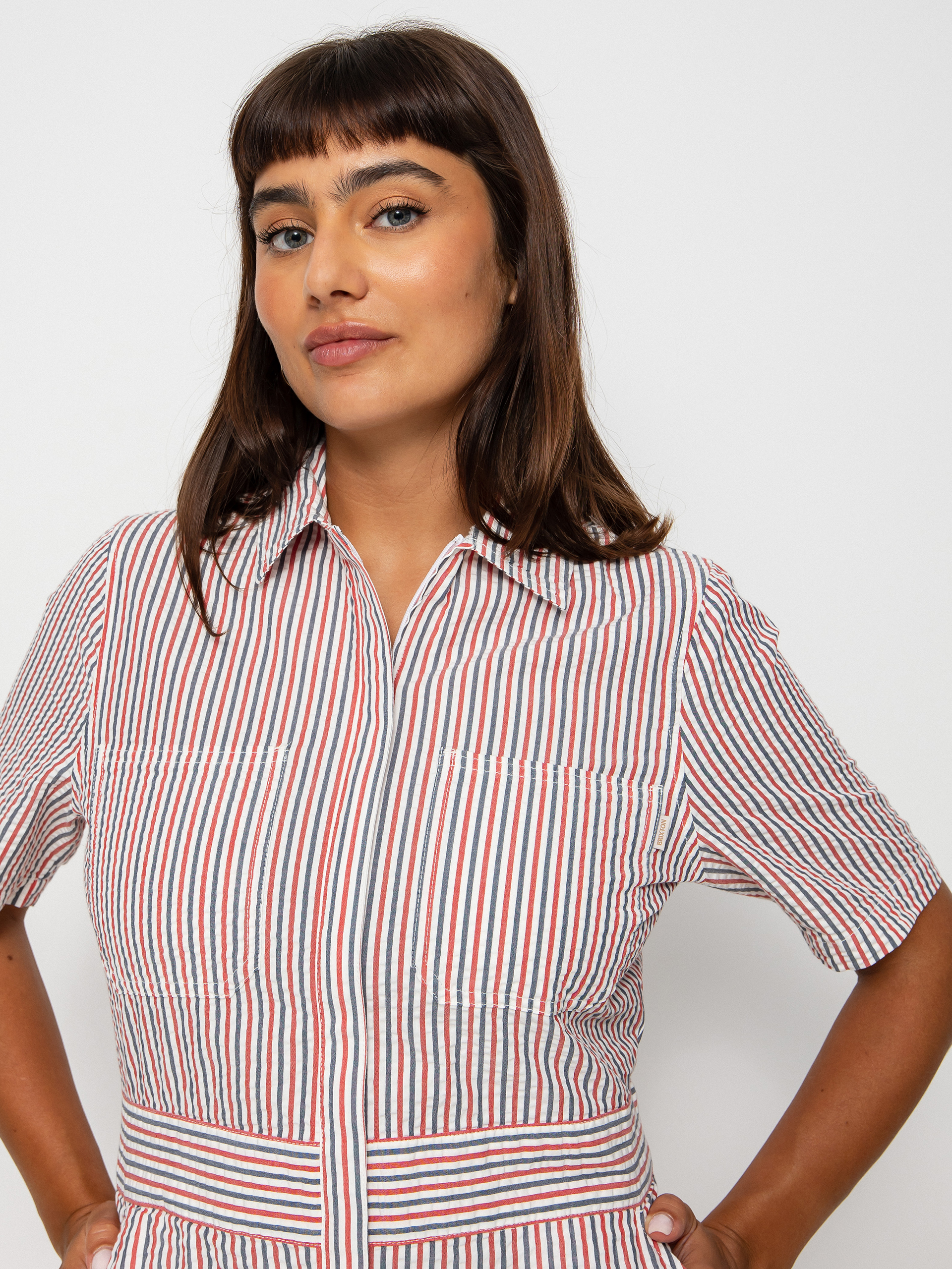 Dámský Kombinéza Brixton Mersey Short Coverall (coverall stripe)