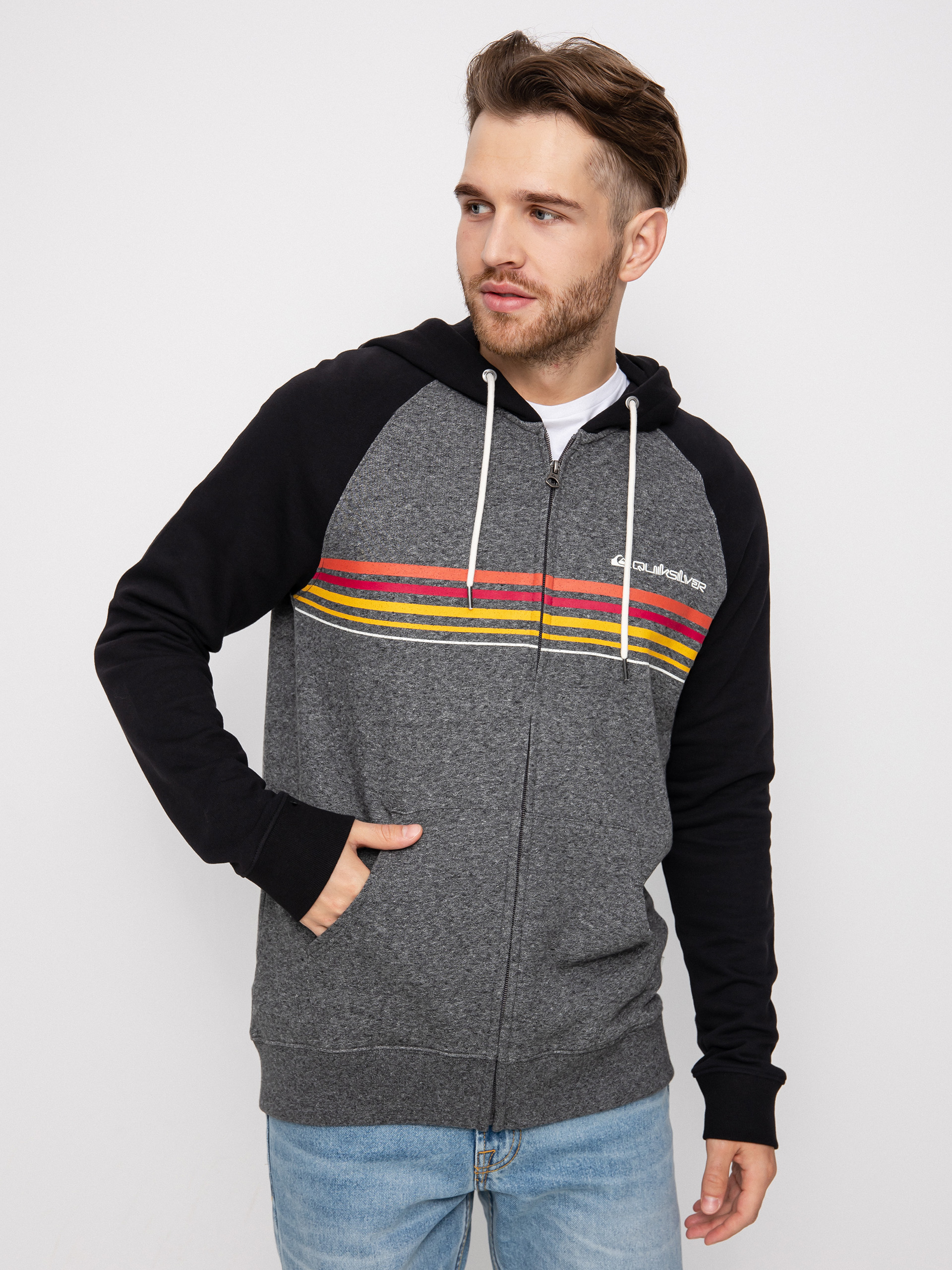 Mikina s kapucí Quiksilver Essentials Raglan ZHD (dark grey heather)