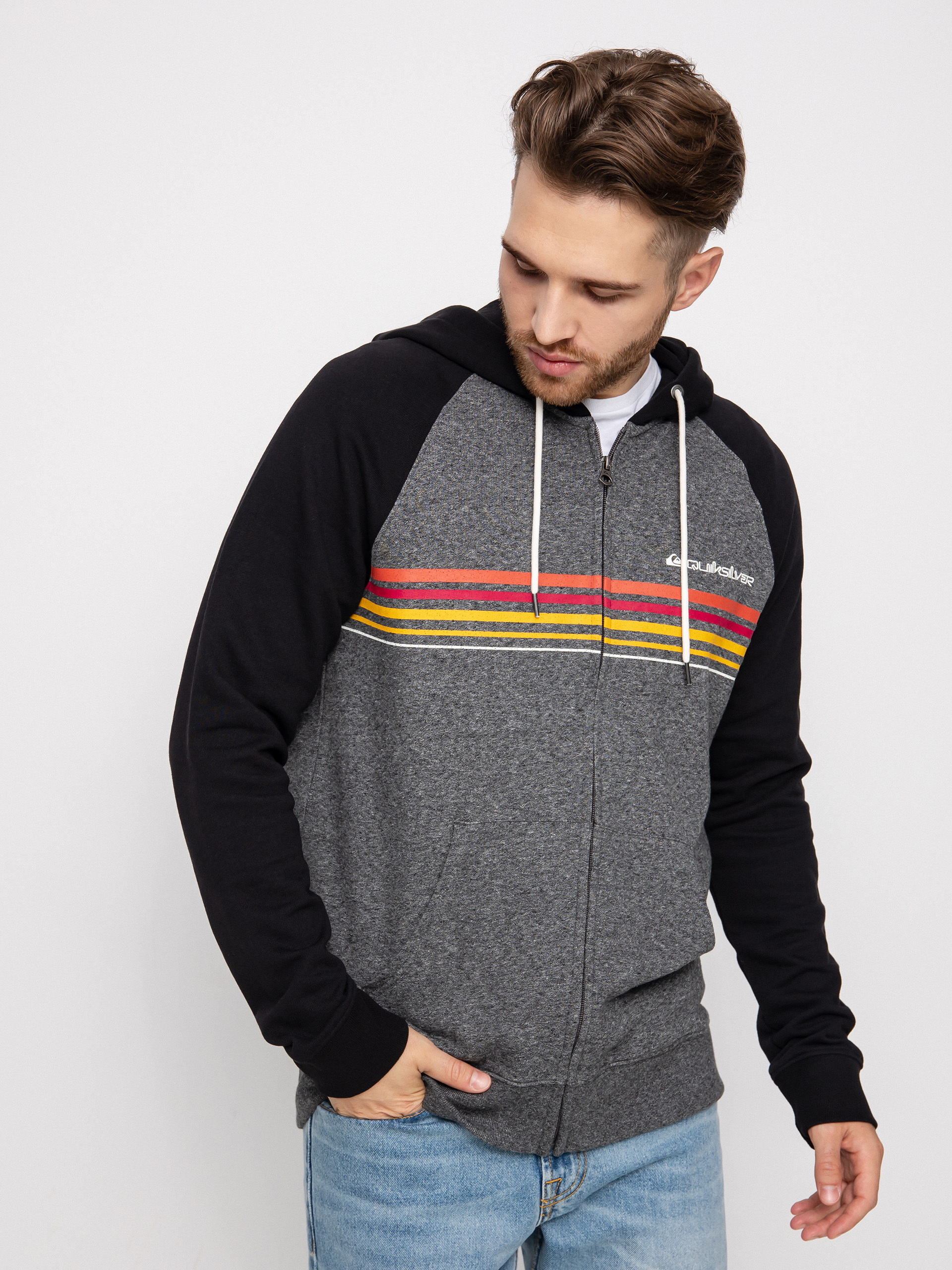 Mikina s kapucí Quiksilver Essentials Raglan ZHD (dark grey heather)