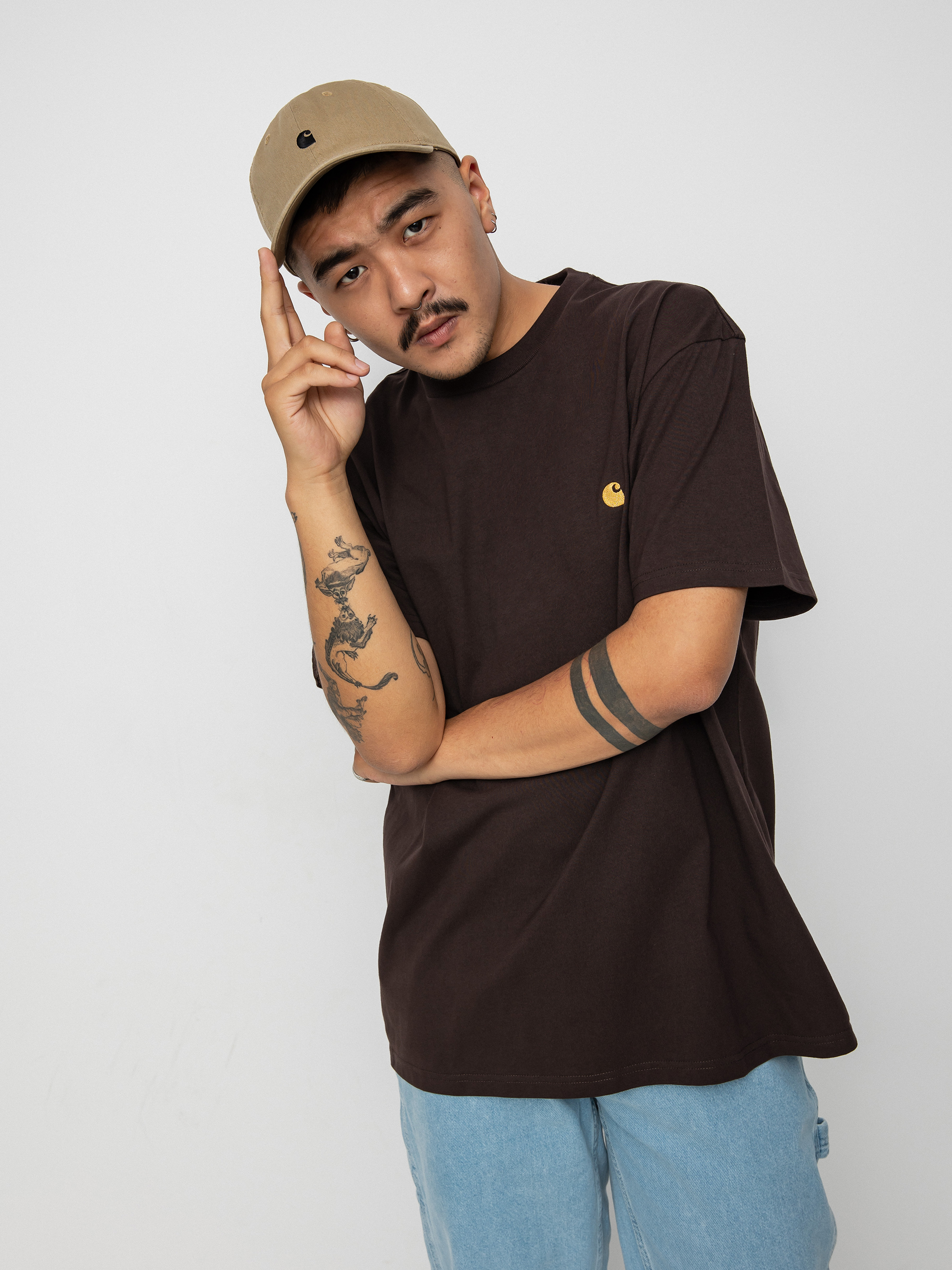 Tričko Carhartt WIP Chase (dark umber/gold)