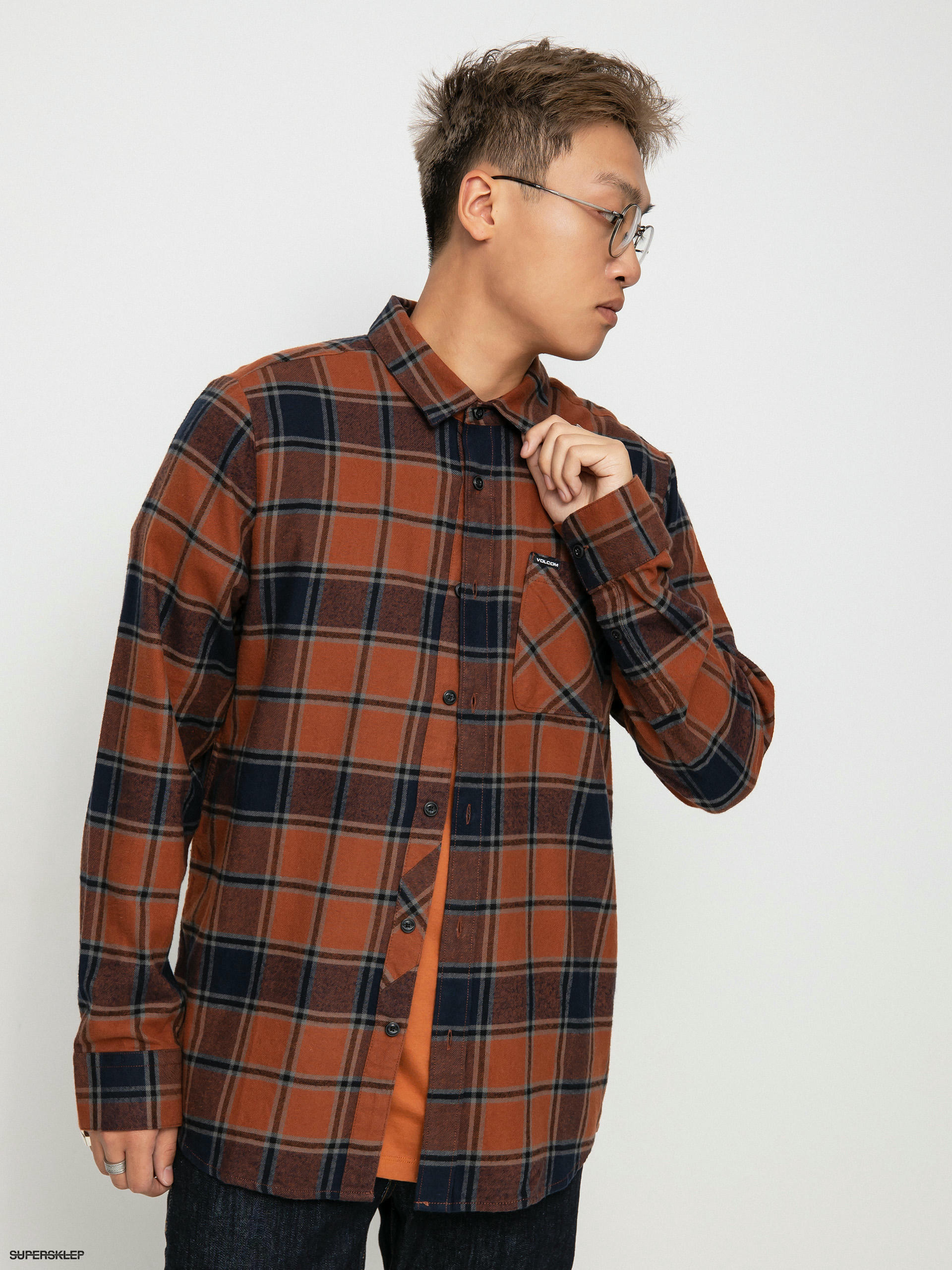 Košile Volcom Caden Plaid Ls (mocha)