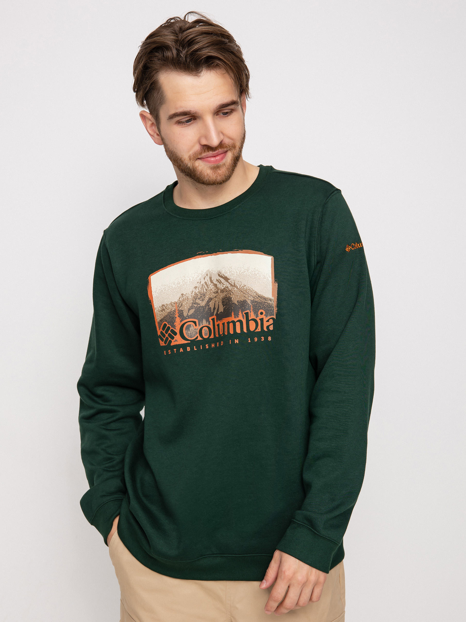 Mikina Columbia Hart Mountain Graphic Crew (spruce foggy h)