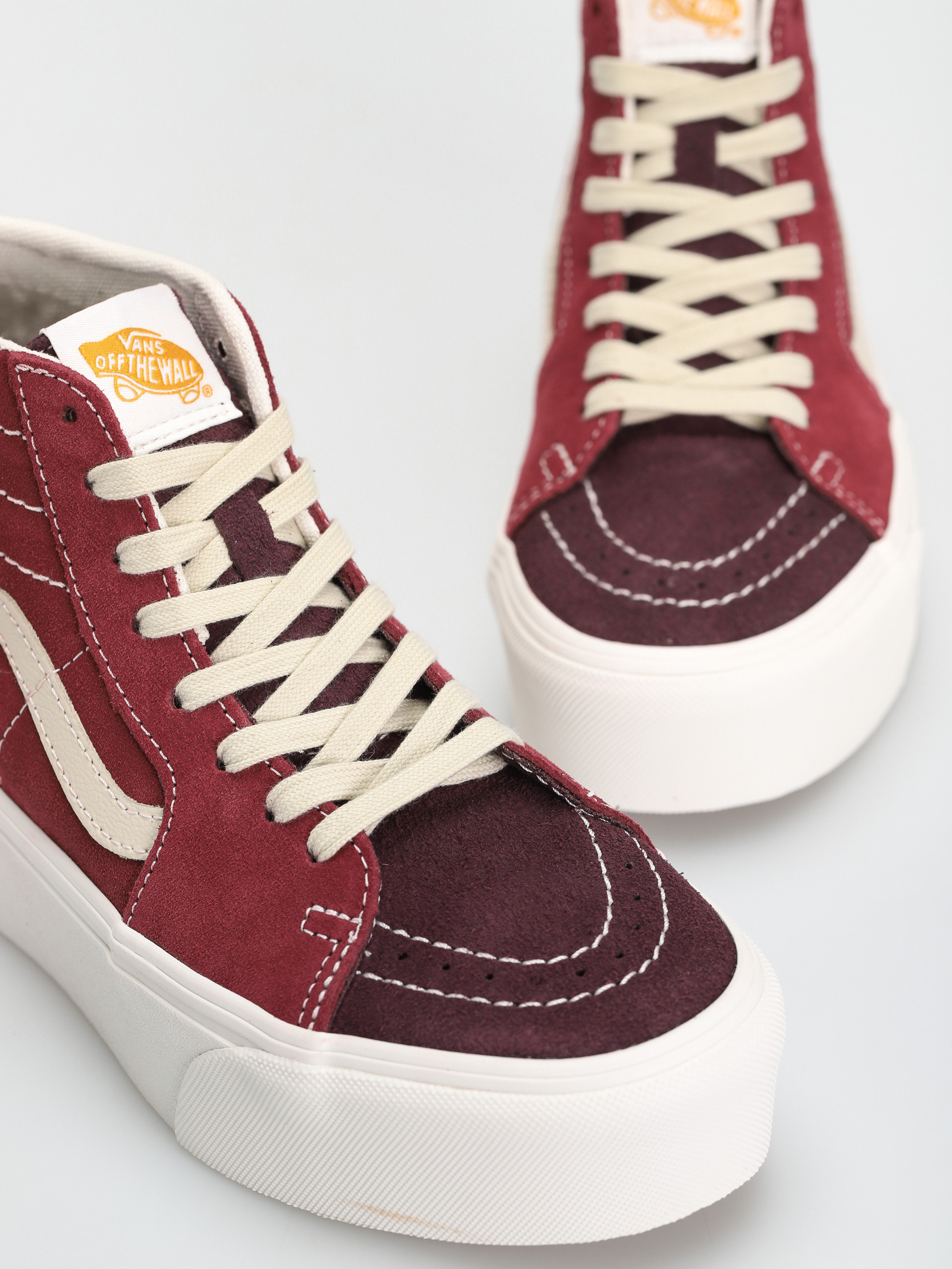 Boty Vans Sk8 Hi Tapered Stackform (varsity suede tawny port)