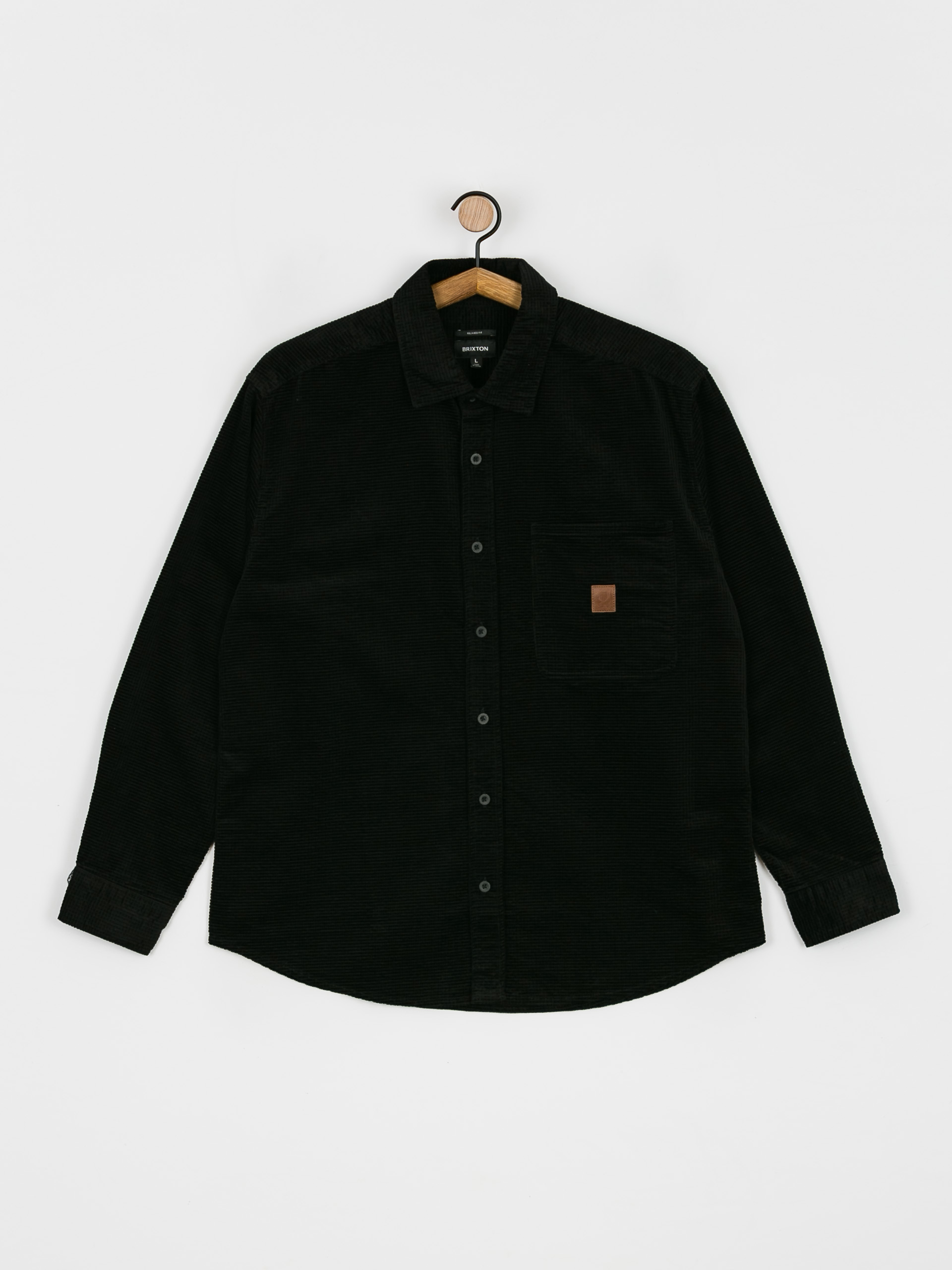 Košile Brixton Porter Waffle Corduroy Ls (black)